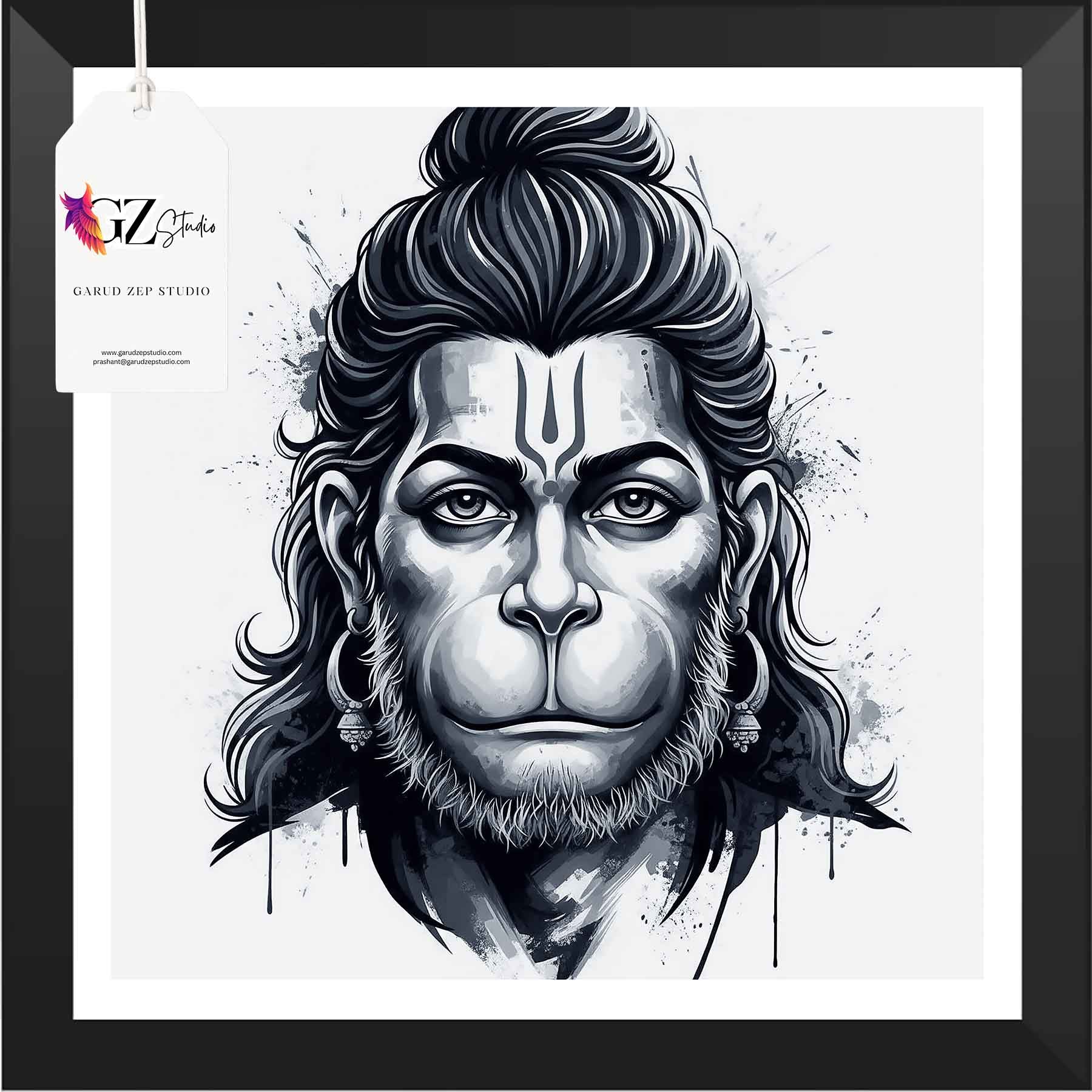 Divine Hanuman Art Frame - GZ Studio Spiritual Decor(0014)