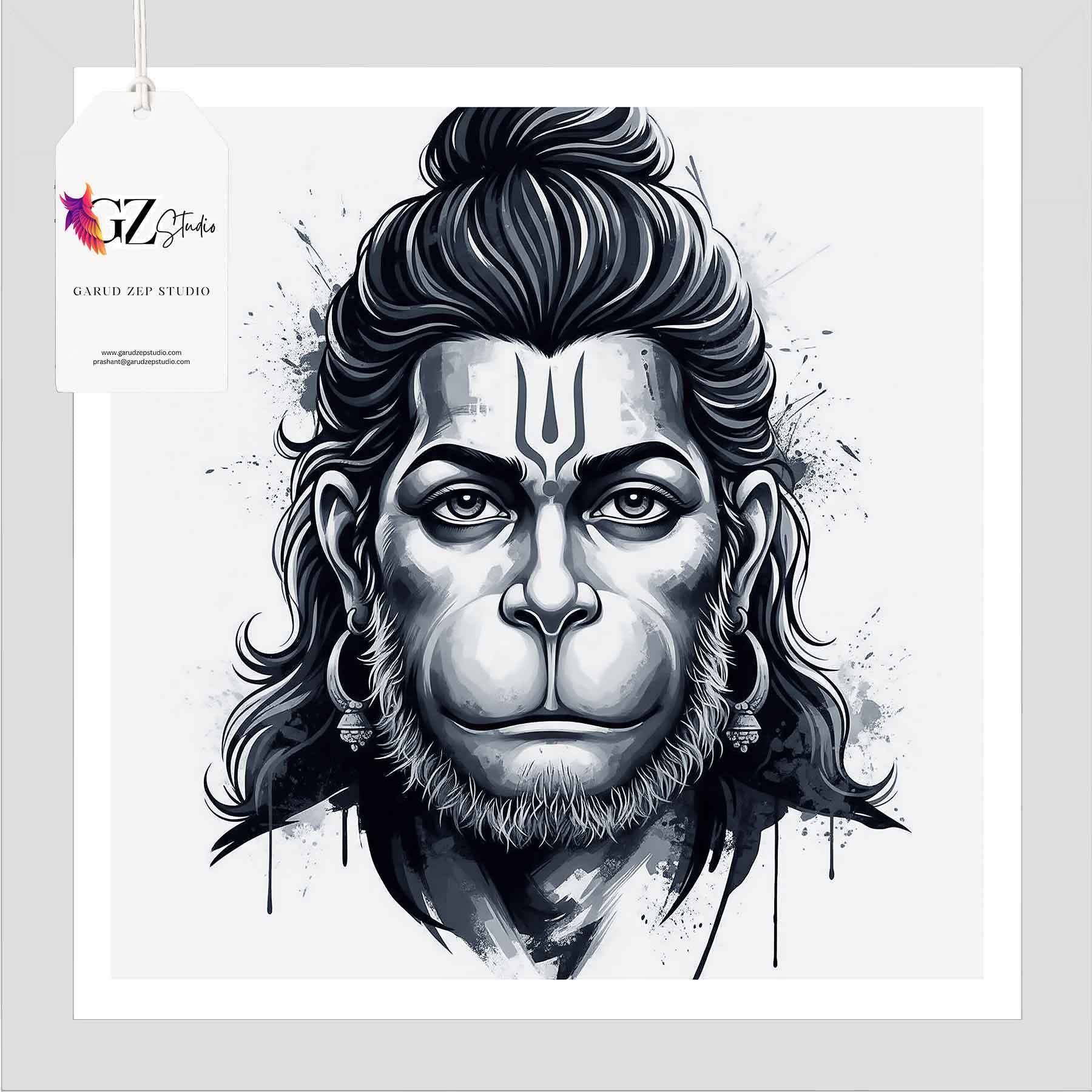Divine Hanuman Art Frame - GZ Studio Spiritual Decor(0014)