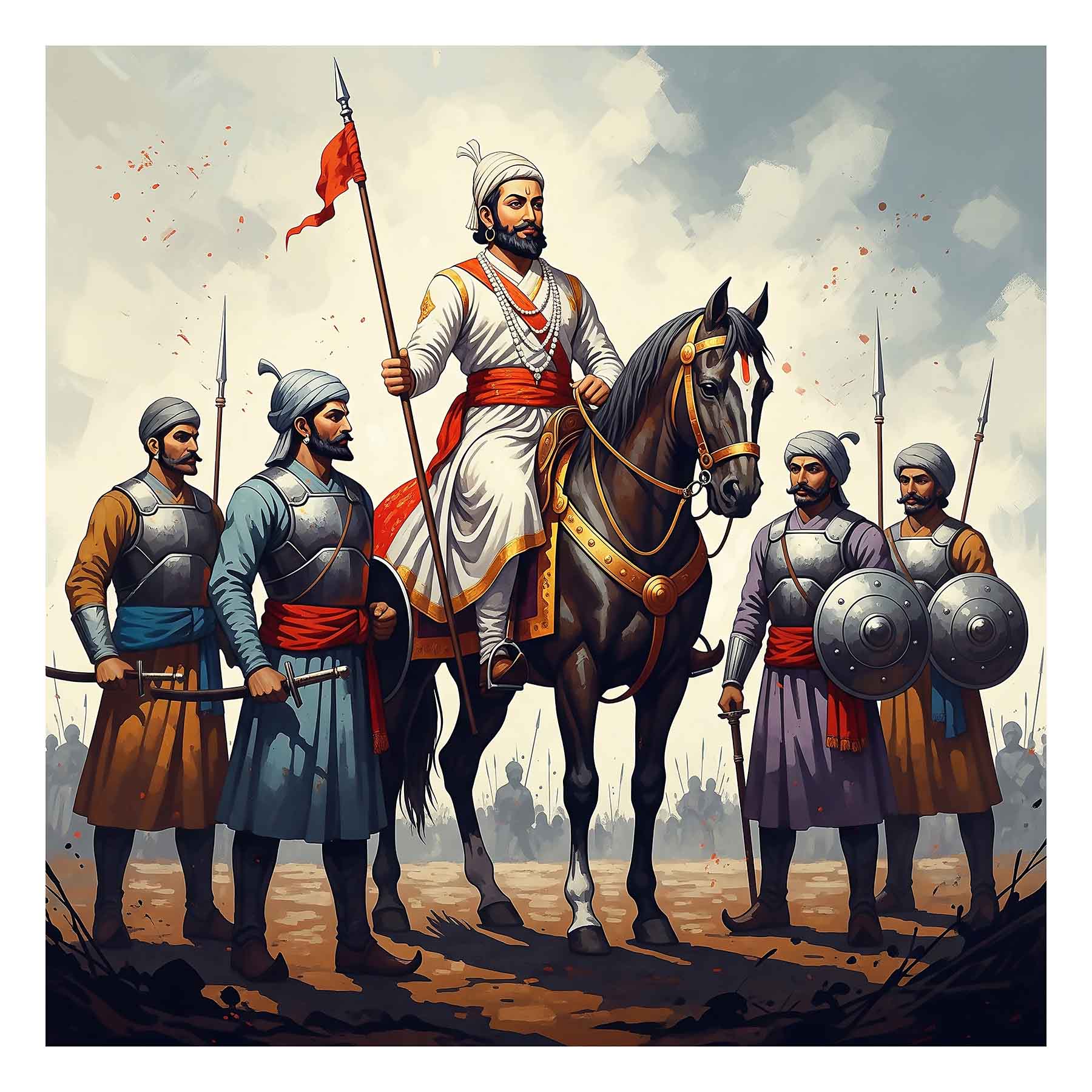 Valiant Chhatrapati Shivaji Maharaj & Maratha Warriors Art - GZ Studio Grandeur Collection(0016) - Photo Print