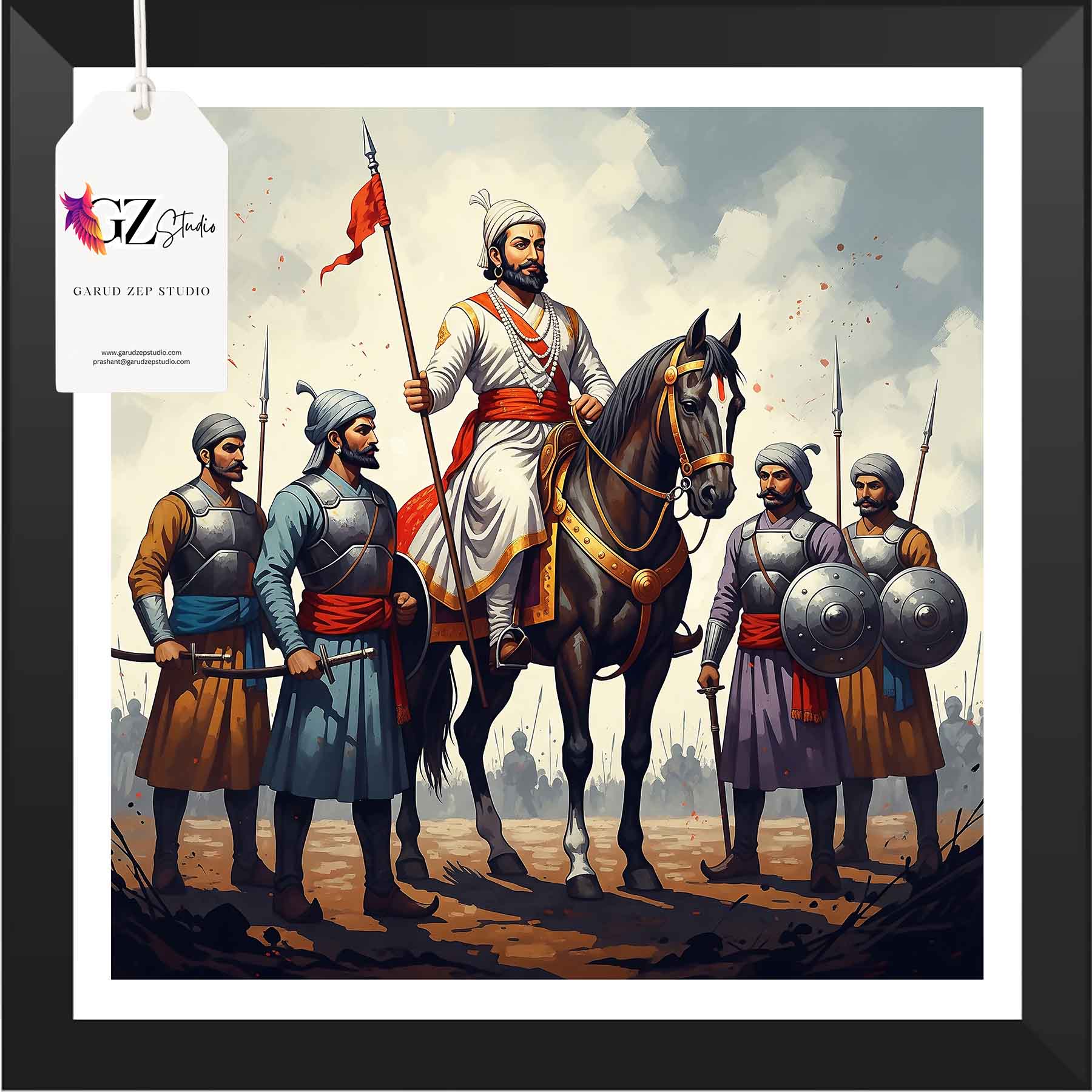 Valiant Chhatrapati Shivaji Maharaj & Maratha Warriors Art - GZ Studio Grandeur Collection(0016)