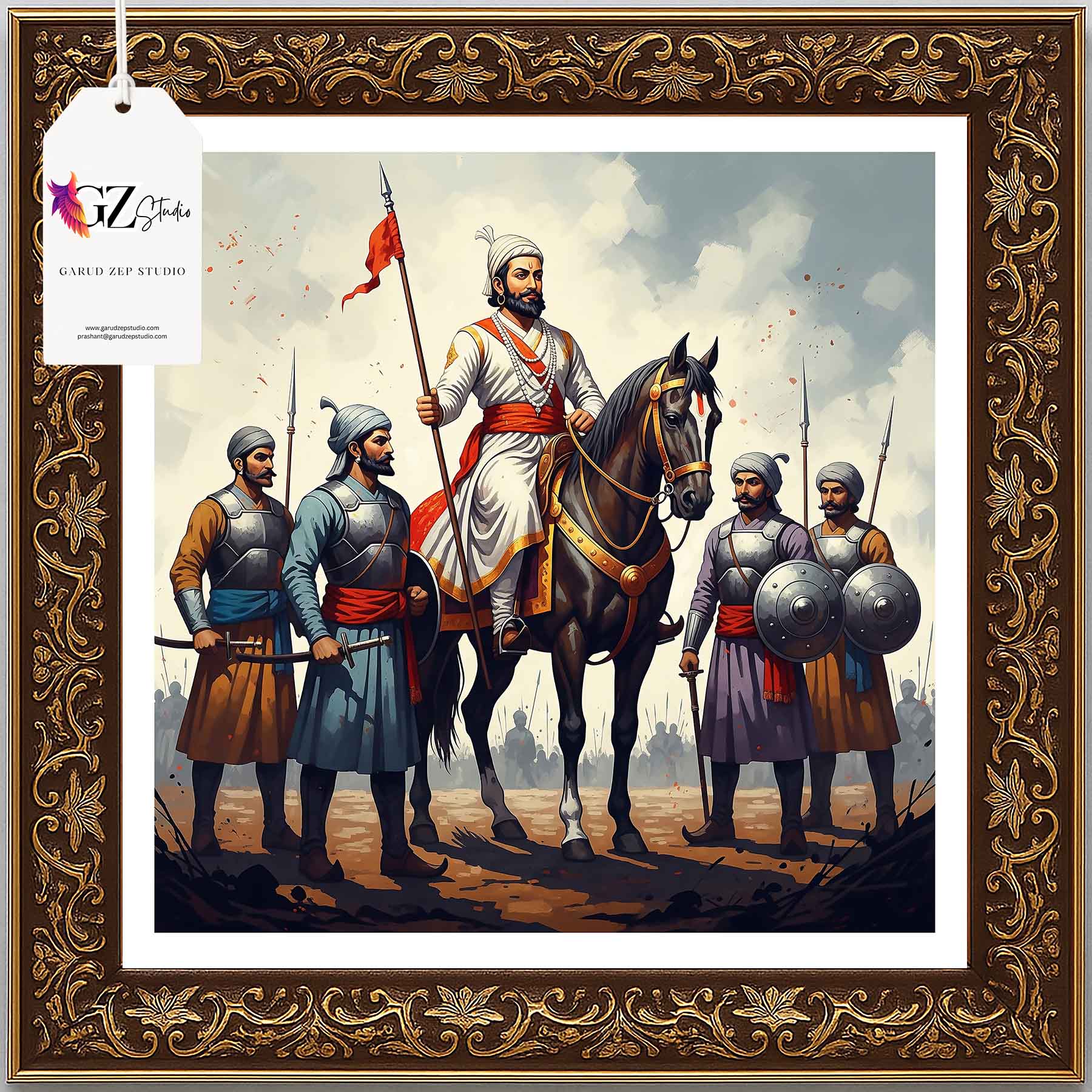 Valiant Chhatrapati Shivaji Maharaj & Maratha Warriors Art - GZ Studio Grandeur Collection(0016)