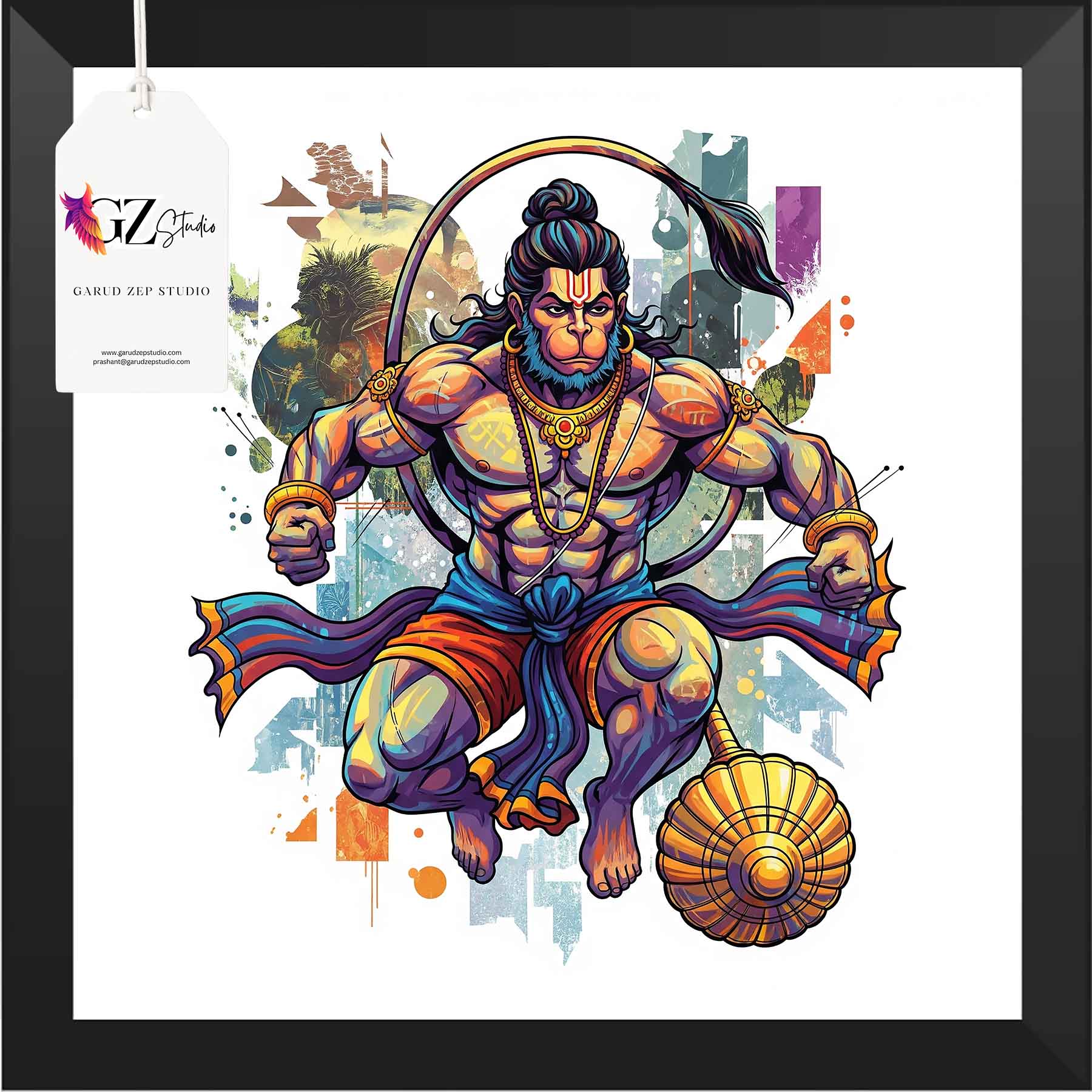Divine Hanuman Art Frame - GZ Studio Spiritual Decor(0018)