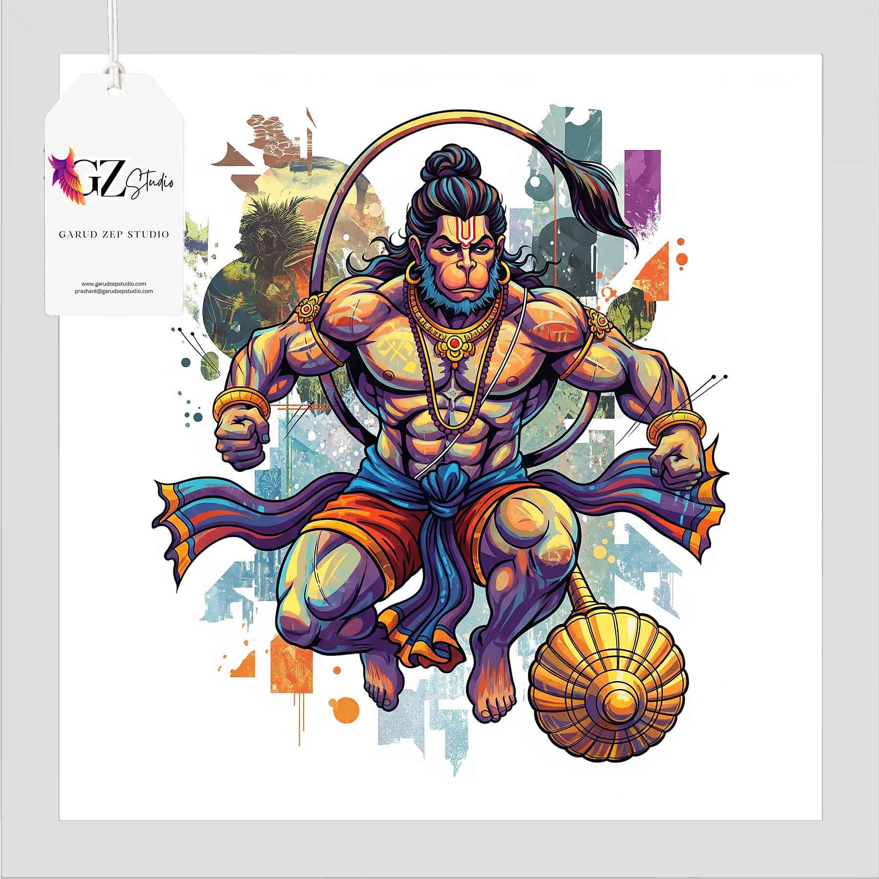 Divine Hanuman Art Frame - GZ Studio Spiritual Decor(0018)