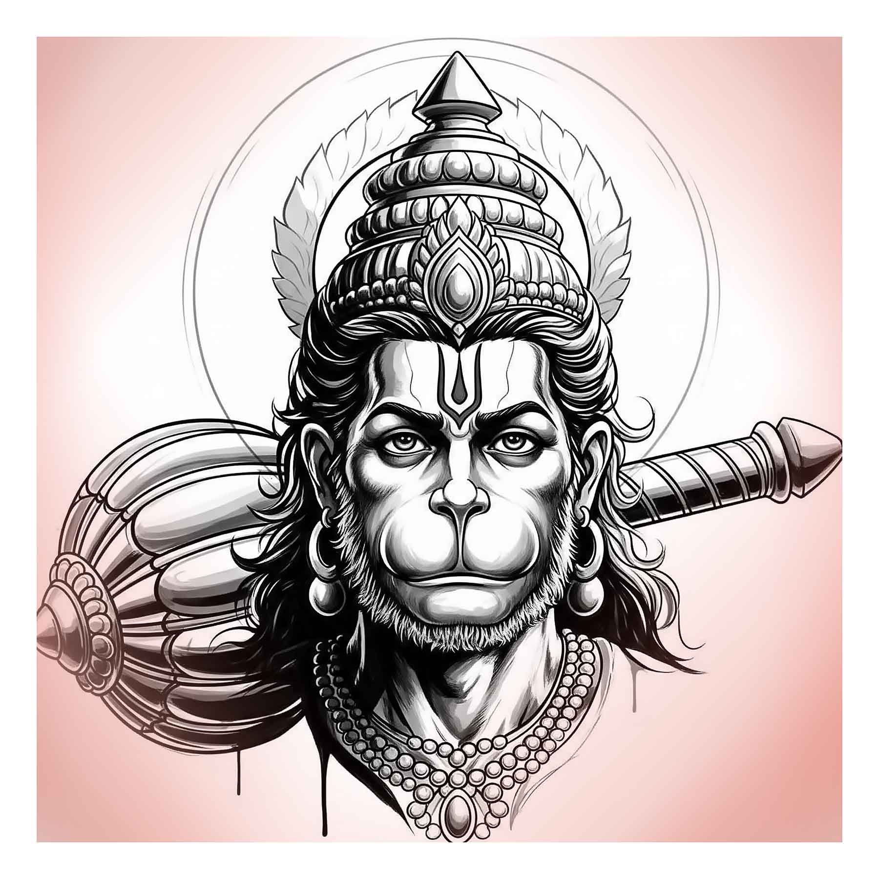Divine Hanuman Art - GZ Studio Spiritual Decor(0019) - Photo Print