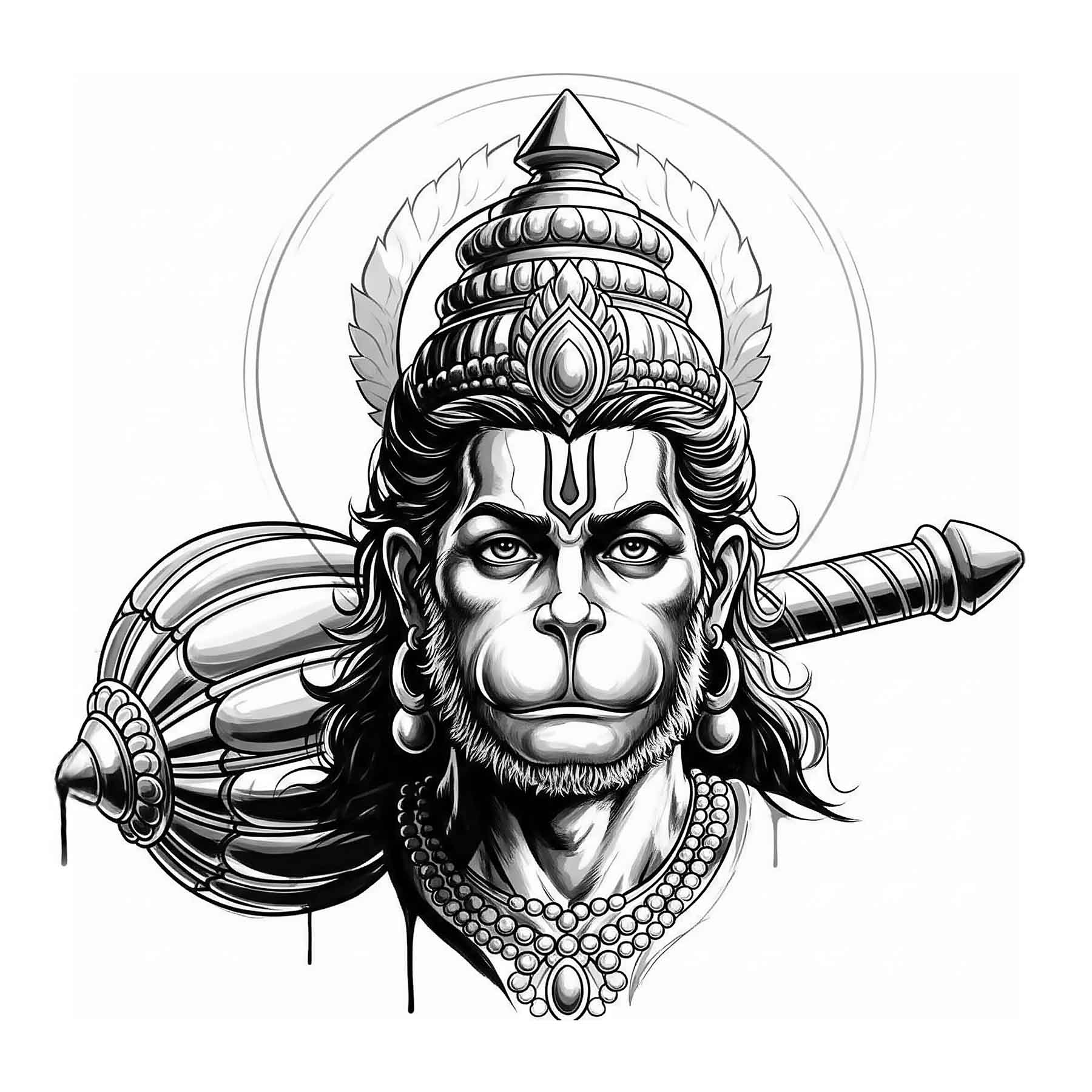 Divine Hanuman Art - GZ Studio Spiritual Decor(0020) - Photo Print