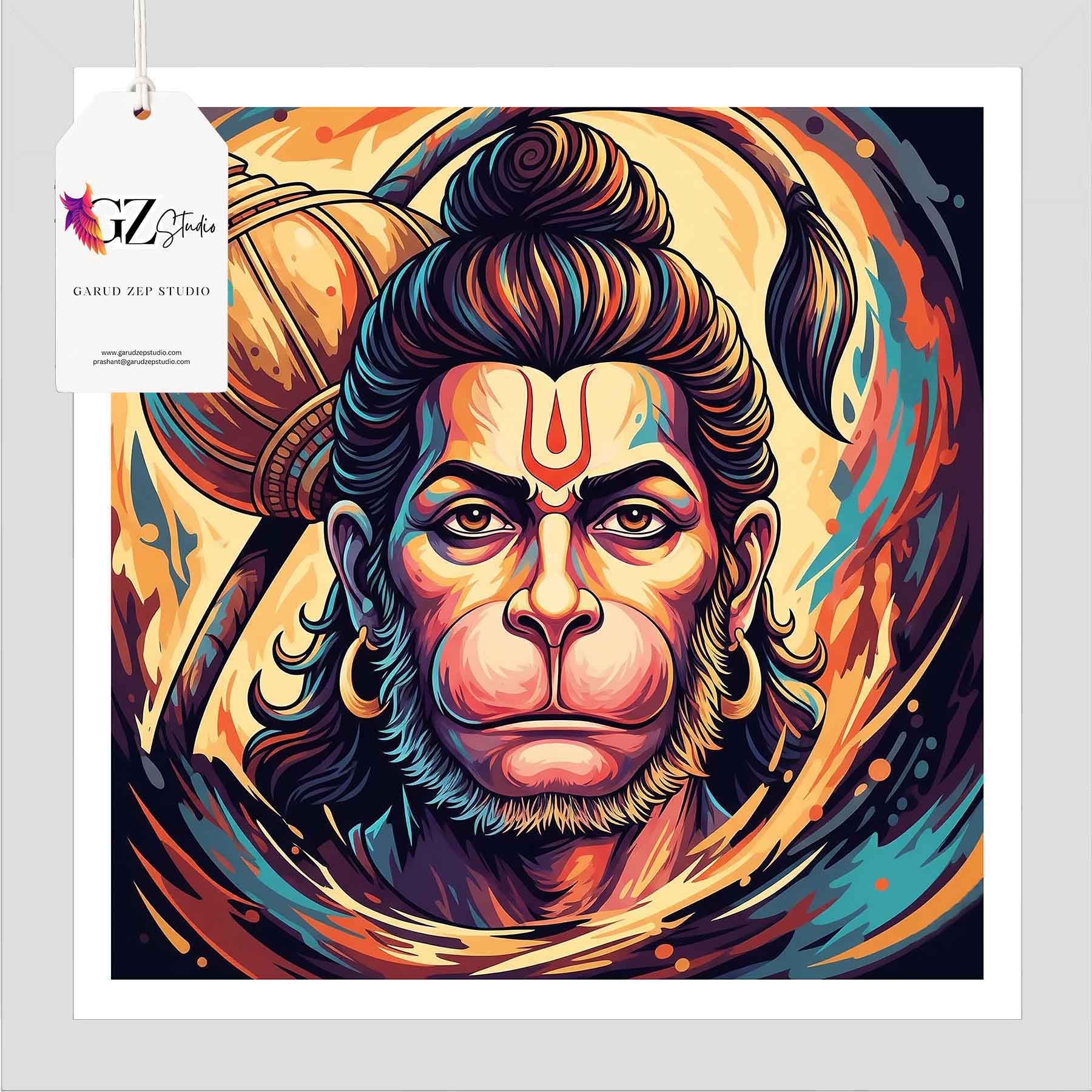 Divine Hanuman Art Frame - GZ Studio Spiritual Decor(0022)