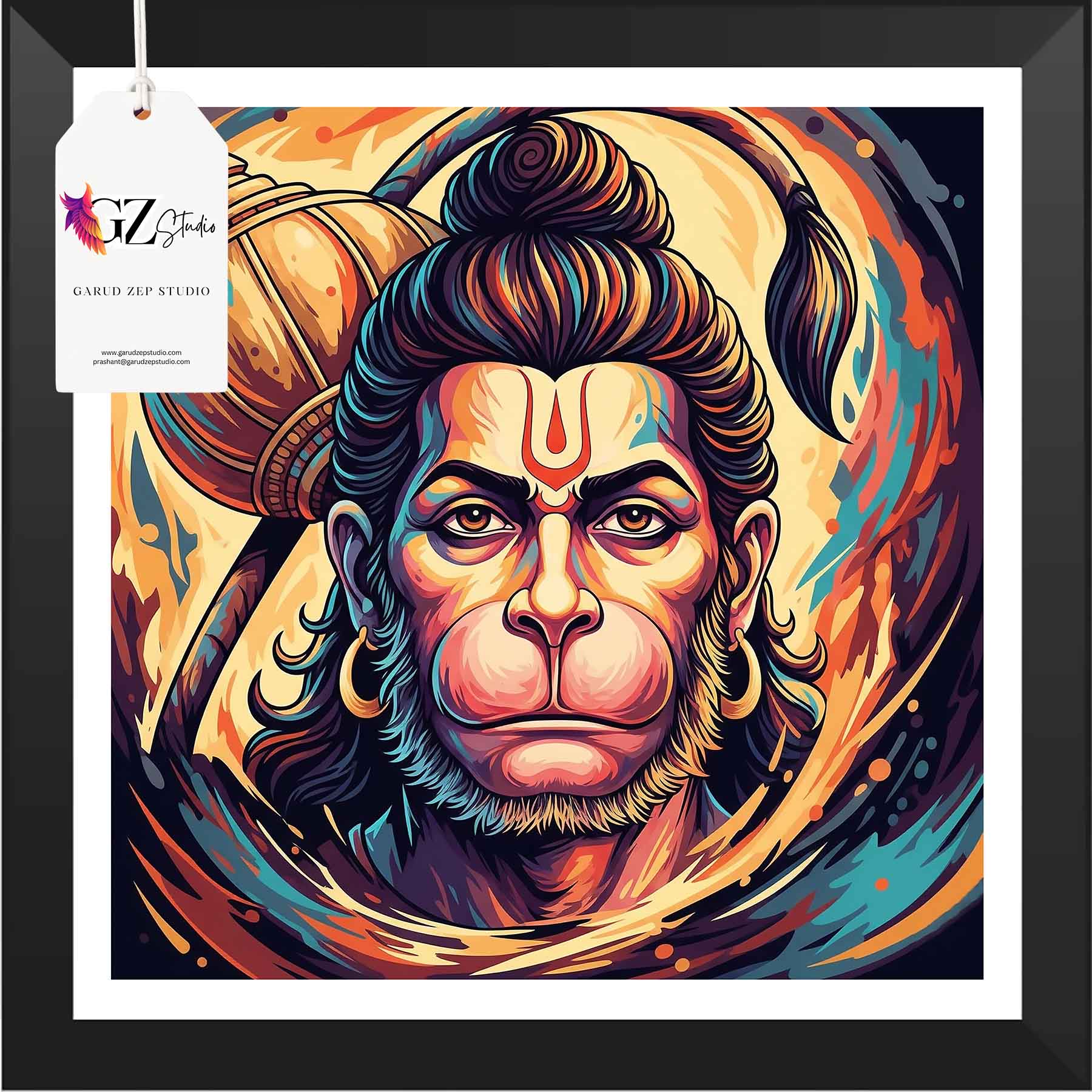 Divine Hanuman Art Frame - GZ Studio Spiritual Decor(0022)