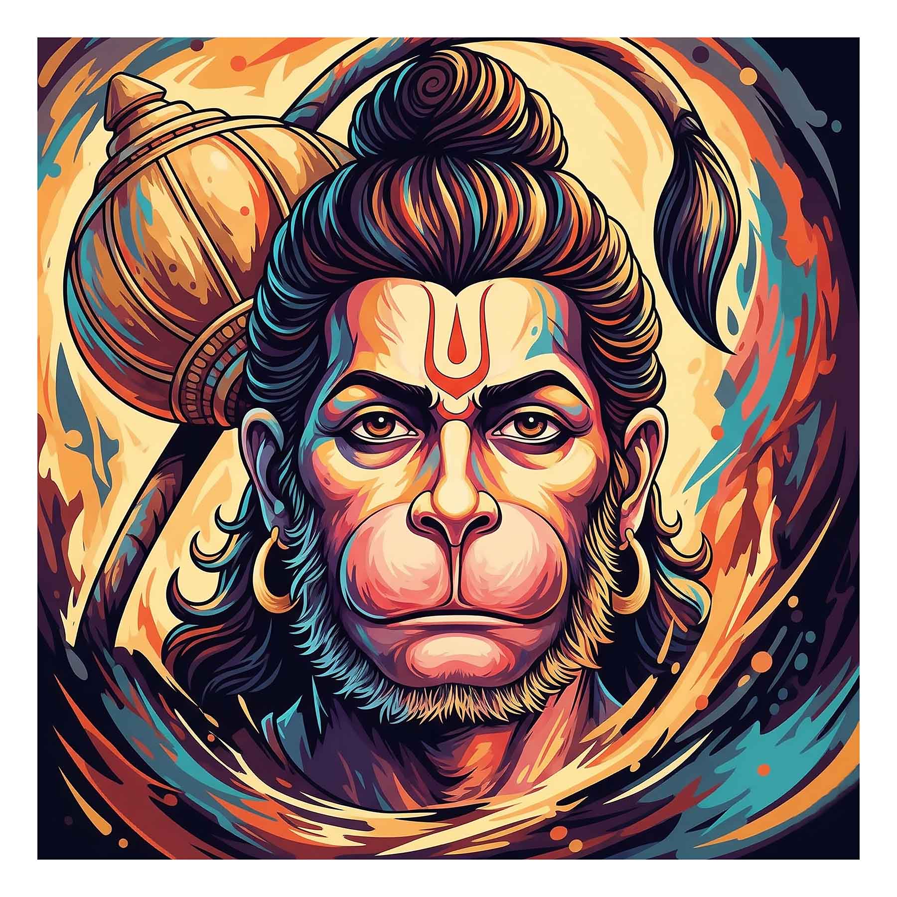Divine Hanuman Art - GZ Studio Spiritual Decor(0022) - Photo Print