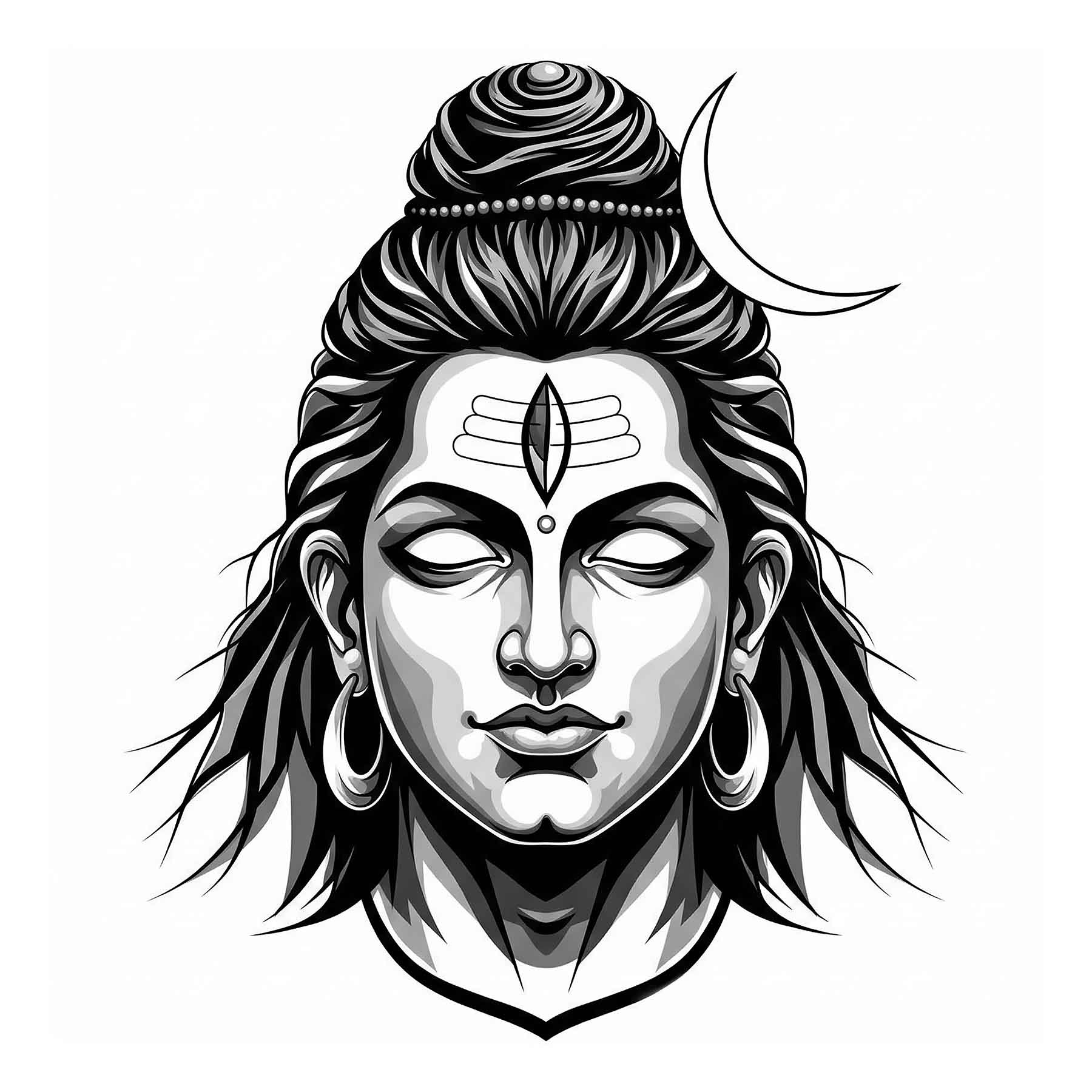 Lord Shiva Meditative Face - Spiritual Art(0023) - Photo Print