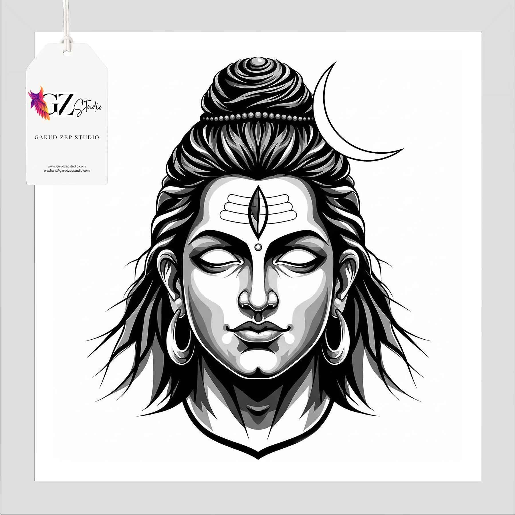 Lord Shiva Meditative Face - Framed Spiritual Art(0023)