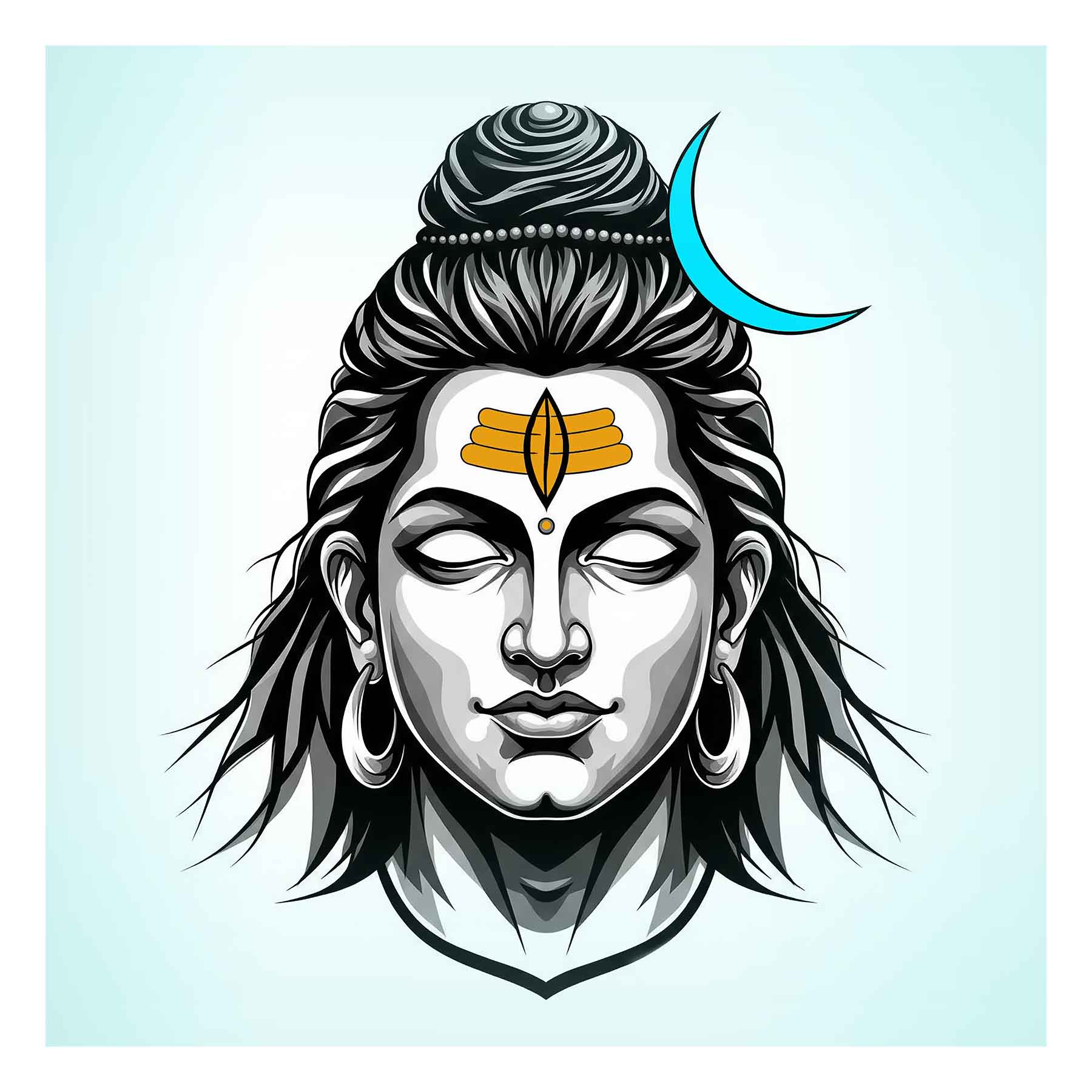 Lord Shiva Meditative Face - Spiritual Art(0024) - Photo Print