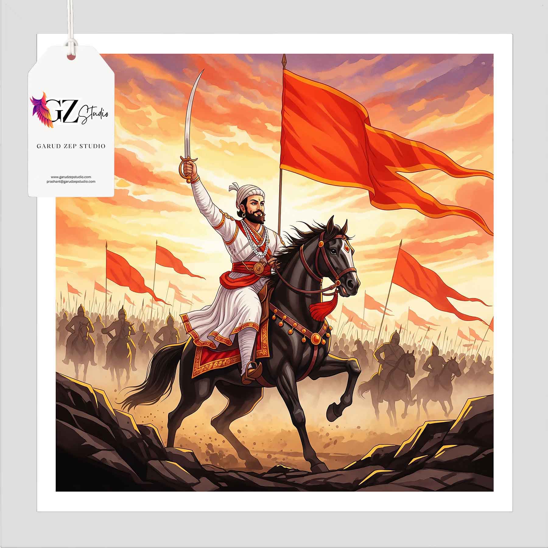 Chhatrapati Shivaji Maharaj Framed Art: Sunset Glory(0026)