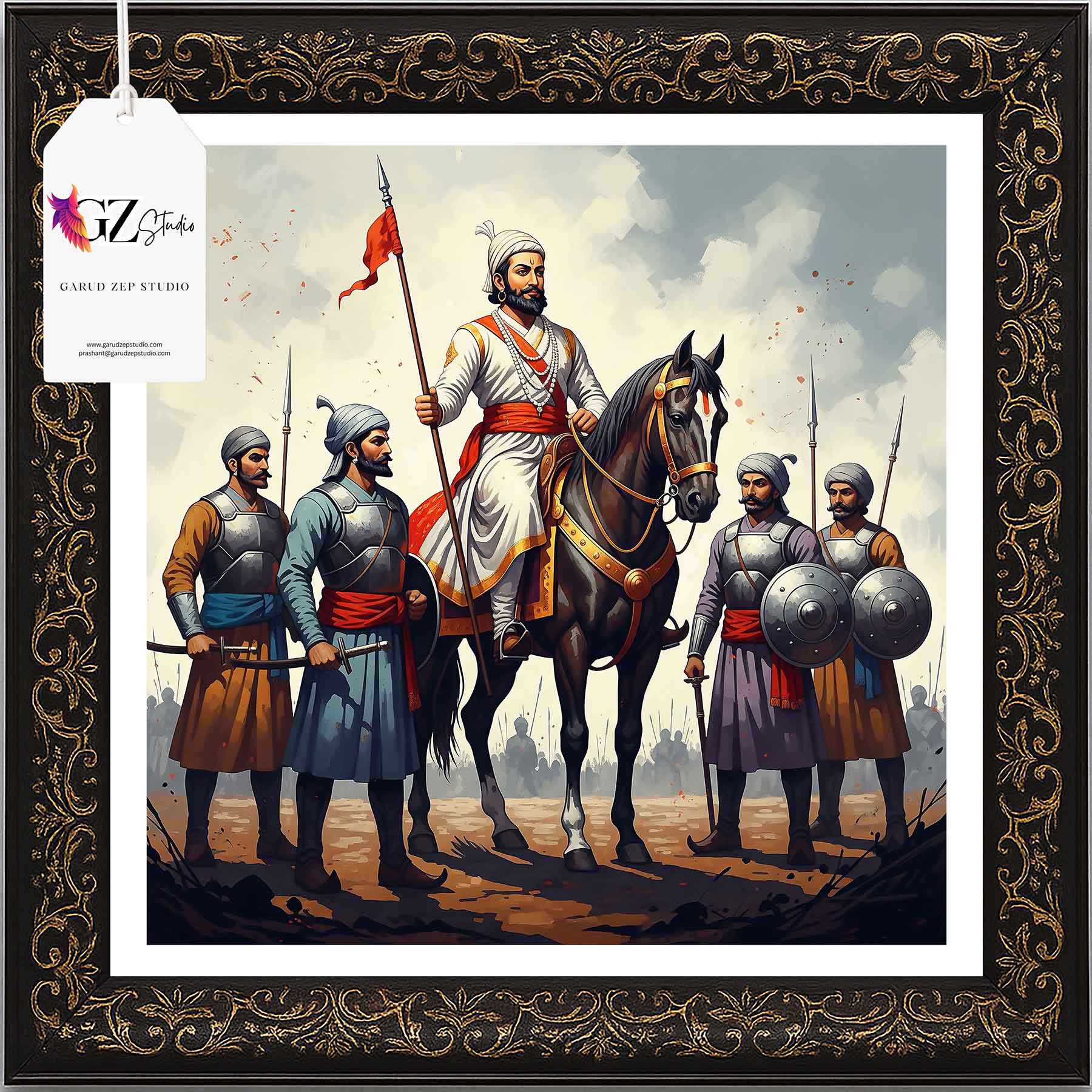 Valiant Chhatrapati Shivaji Maharaj & Maratha Warriors Art - GZ Studio Grandeur Collection(0016)