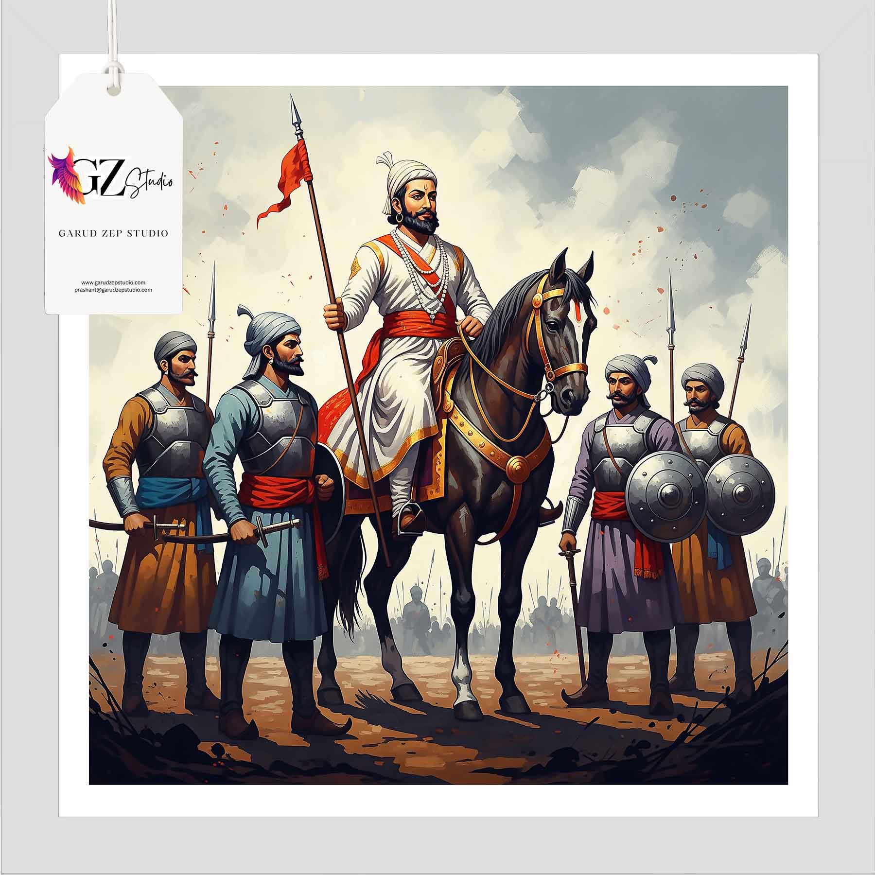 Valiant Chhatrapati Shivaji Maharaj & Maratha Warriors Art - GZ Studio Grandeur Collection(0016)