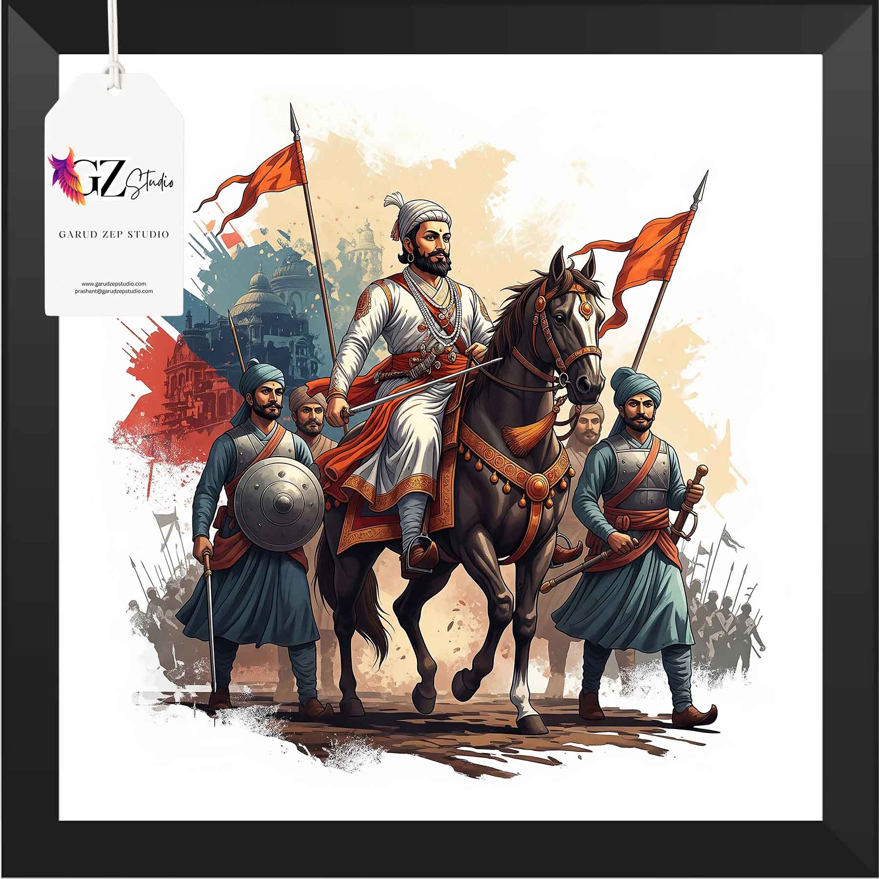 Valiant Chhatrapati Shivaji Maharaj & Maratha Warriors Art - GZ Studio Grandeur Collection(0017)