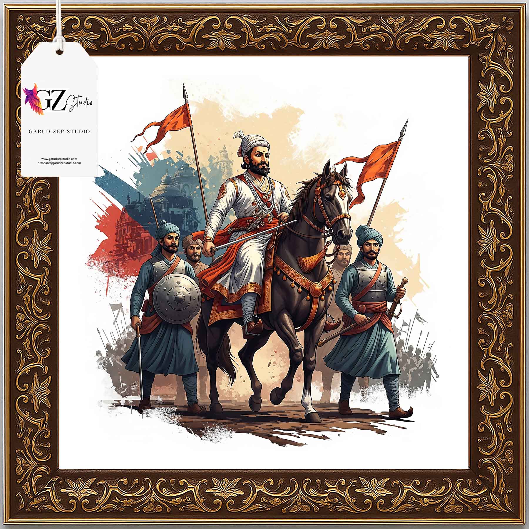 Valiant Chhatrapati Shivaji Maharaj & Maratha Warriors Art - GZ Studio Grandeur Collection(0017)