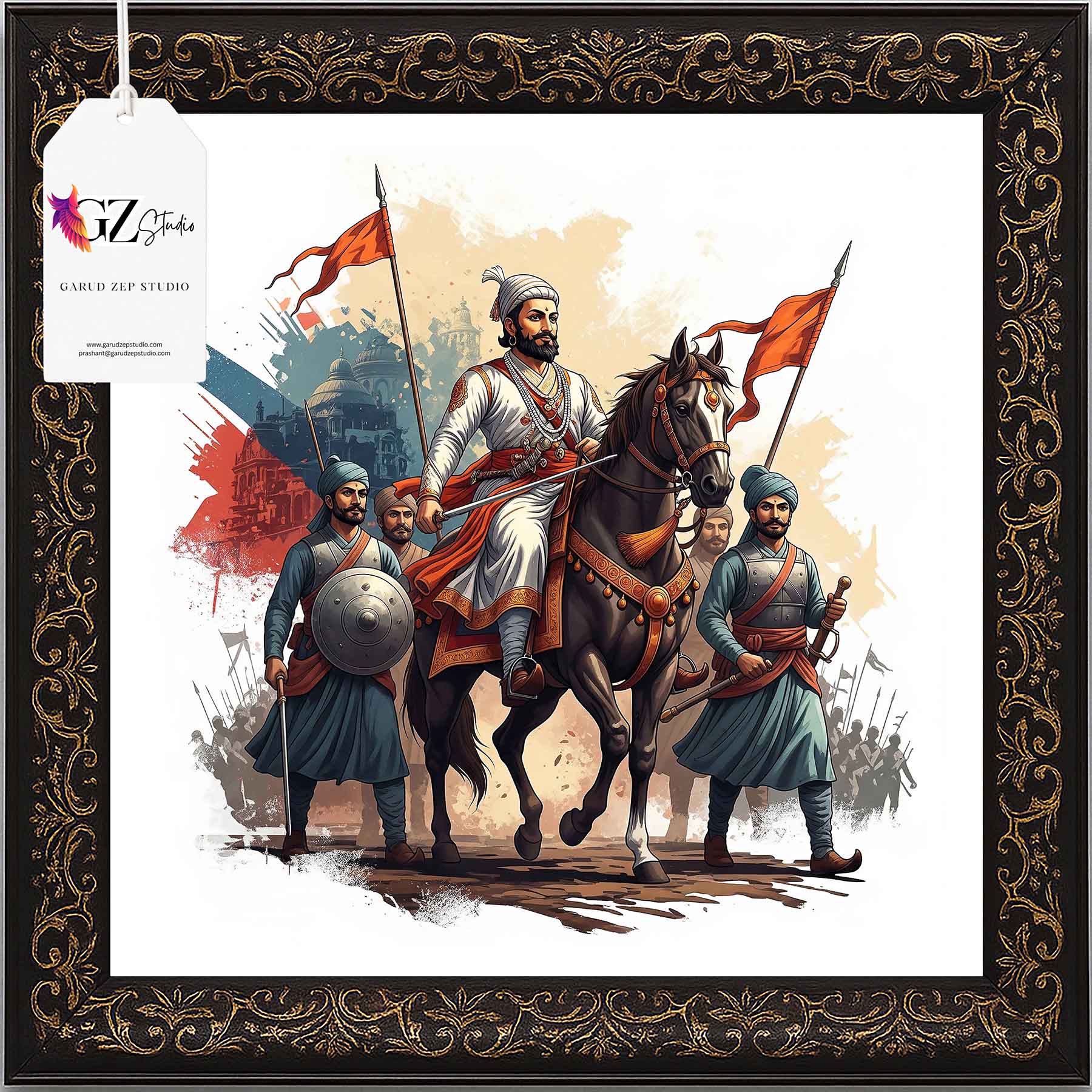 Valiant Chhatrapati Shivaji Maharaj & Maratha Warriors Art - GZ Studio Grandeur Collection(0017)