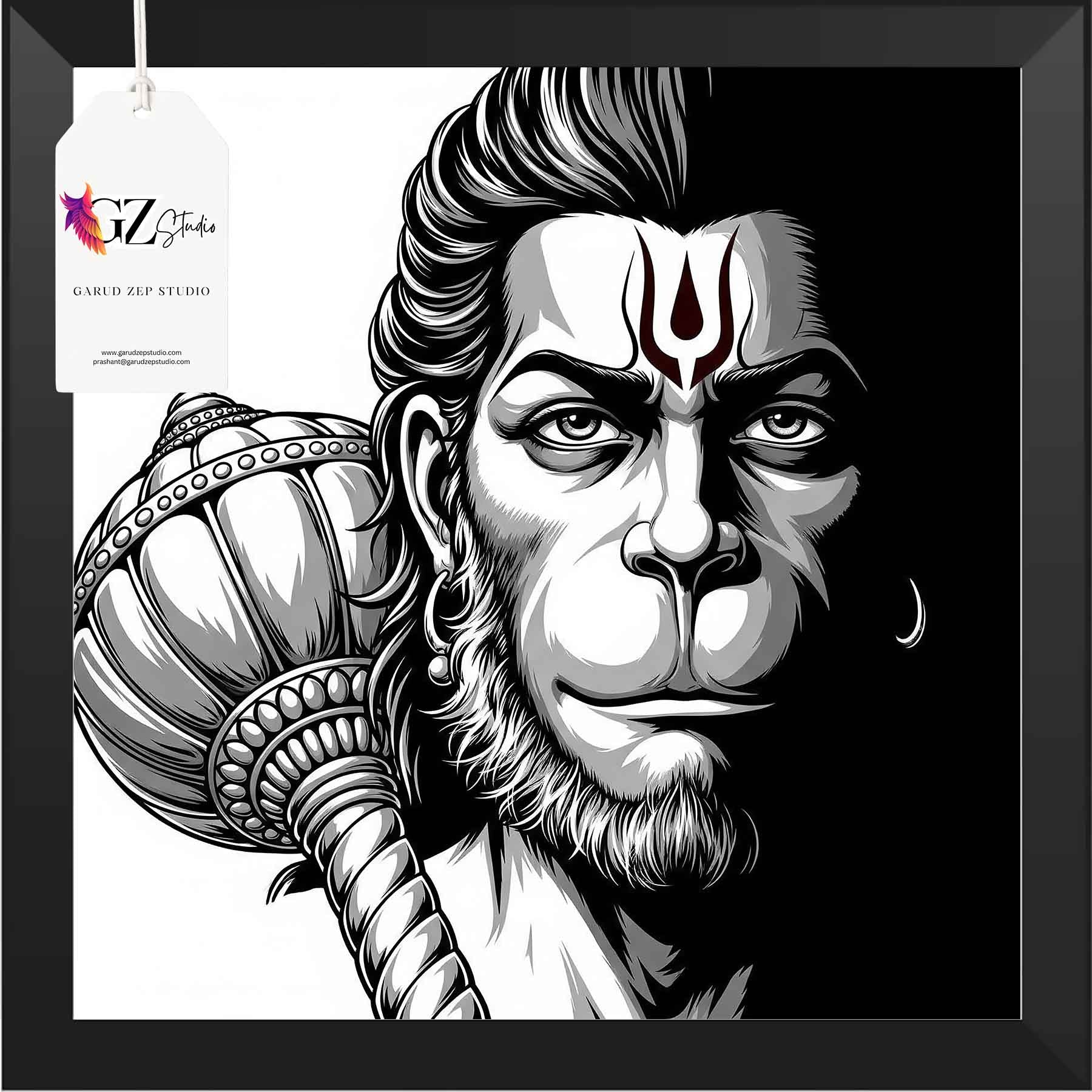 Divine Hanuman Art Frame - GZ Studio Spiritual Decor(0021)