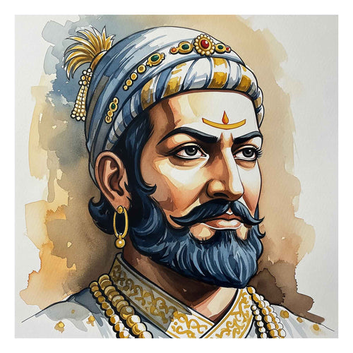 Chhatrapati Shivaji Maharaj Art - Watercolor Royal Portrait(0025) - Photo Print