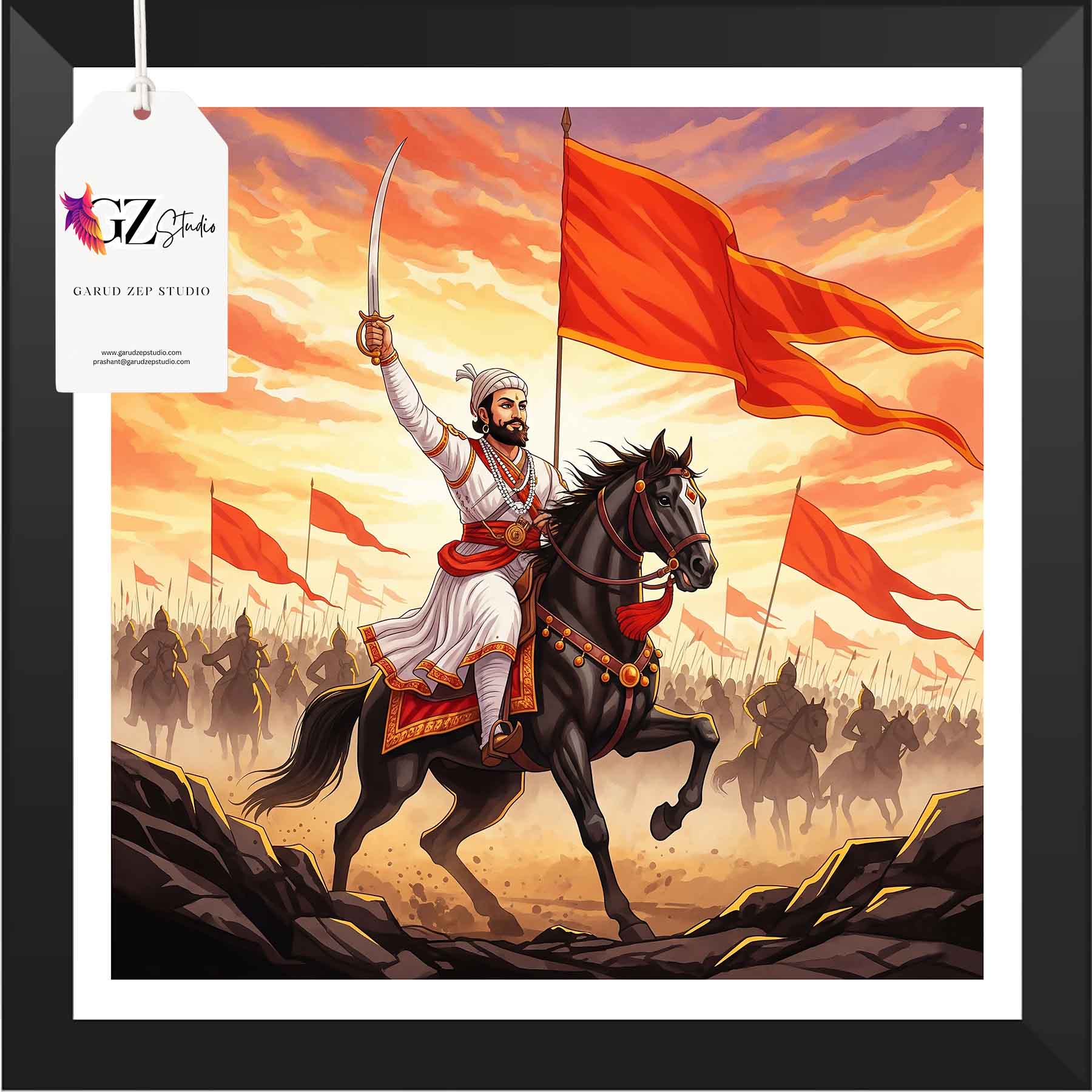 Chhatrapati Shivaji Maharaj Framed Art: Sunset Glory(0026)