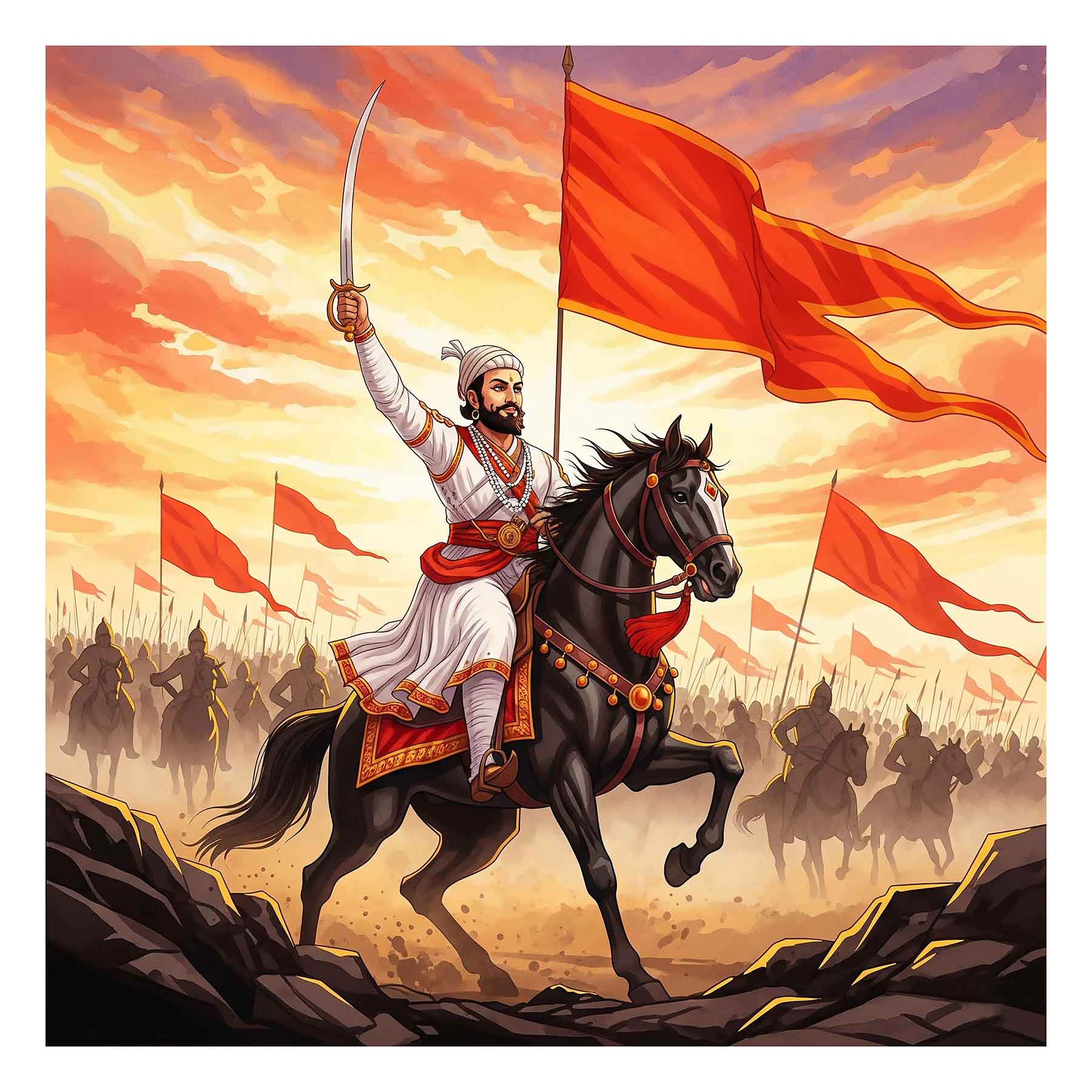 Chhatrapati Shivaji Maharaj Art: Sunset Glory(0026) - Photo Print