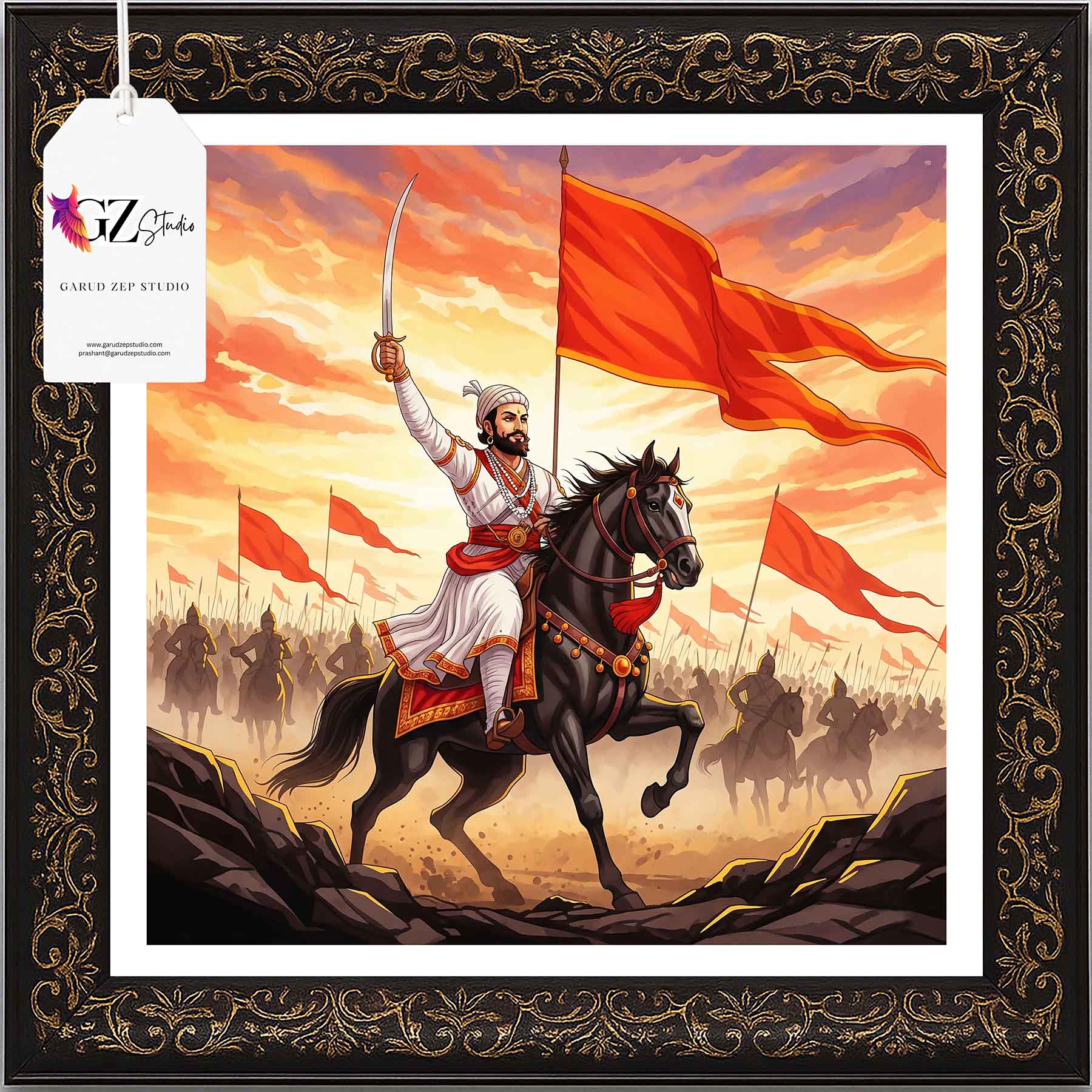 Chhatrapati Shivaji Maharaj Framed Art: Sunset Glory(0026)