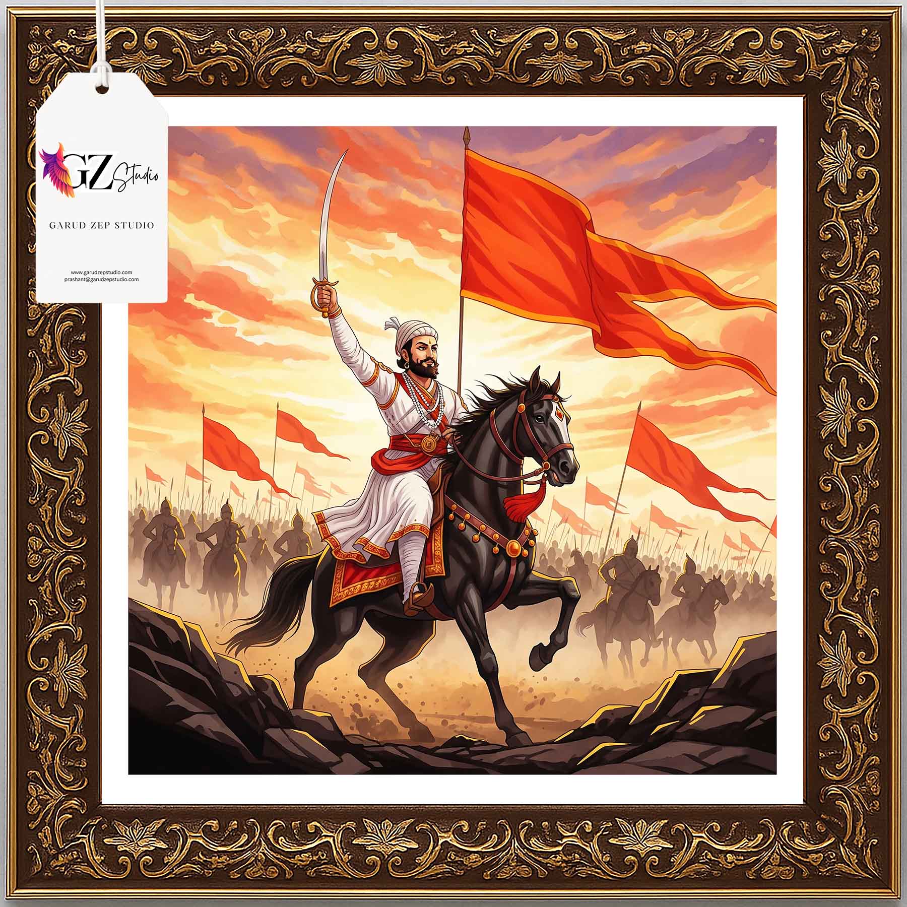 Chhatrapati Shivaji Maharaj Framed Art: Sunset Glory(0026)