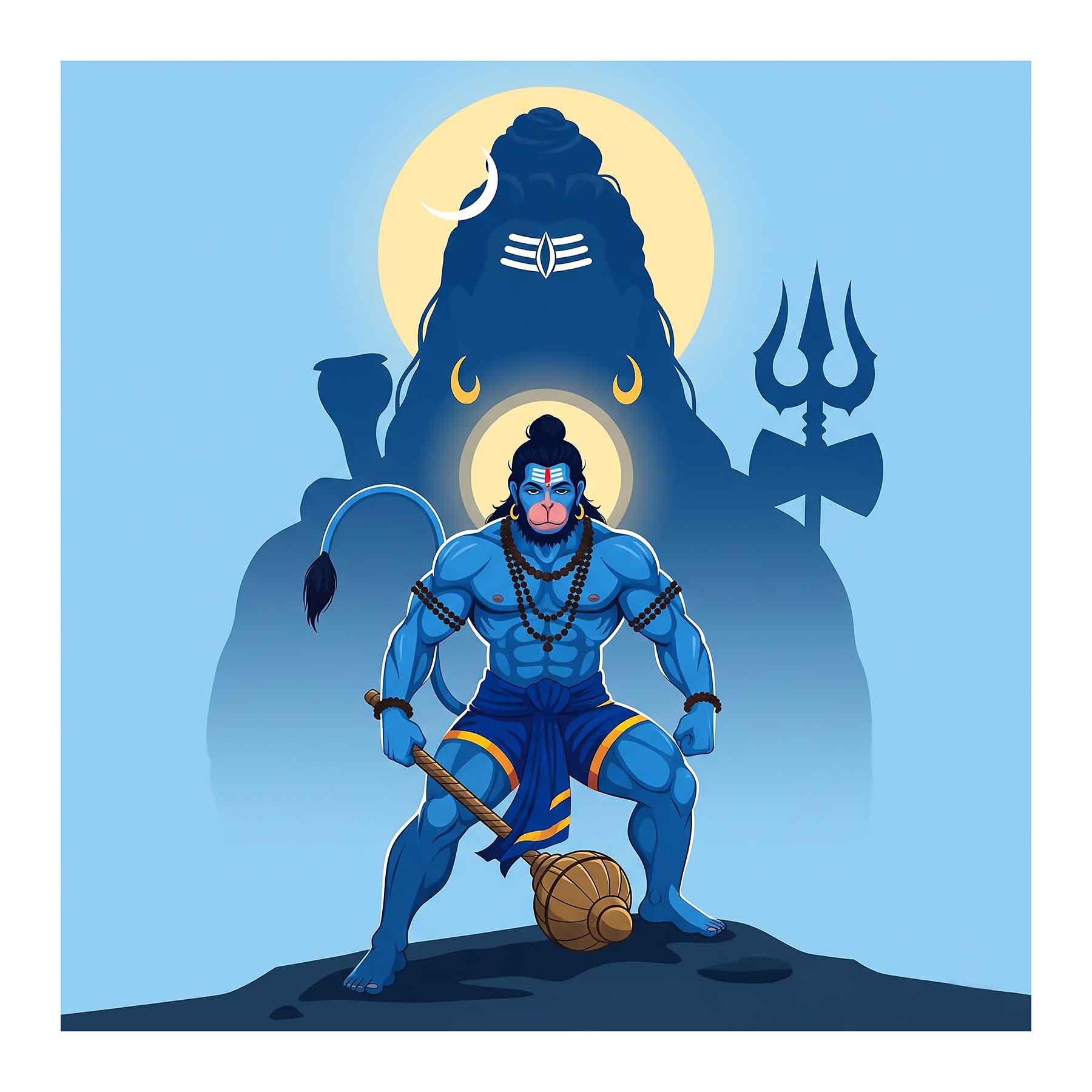 Divine Hanuman Art - GZ Studio Spiritual Decor(0027)- Photo Print