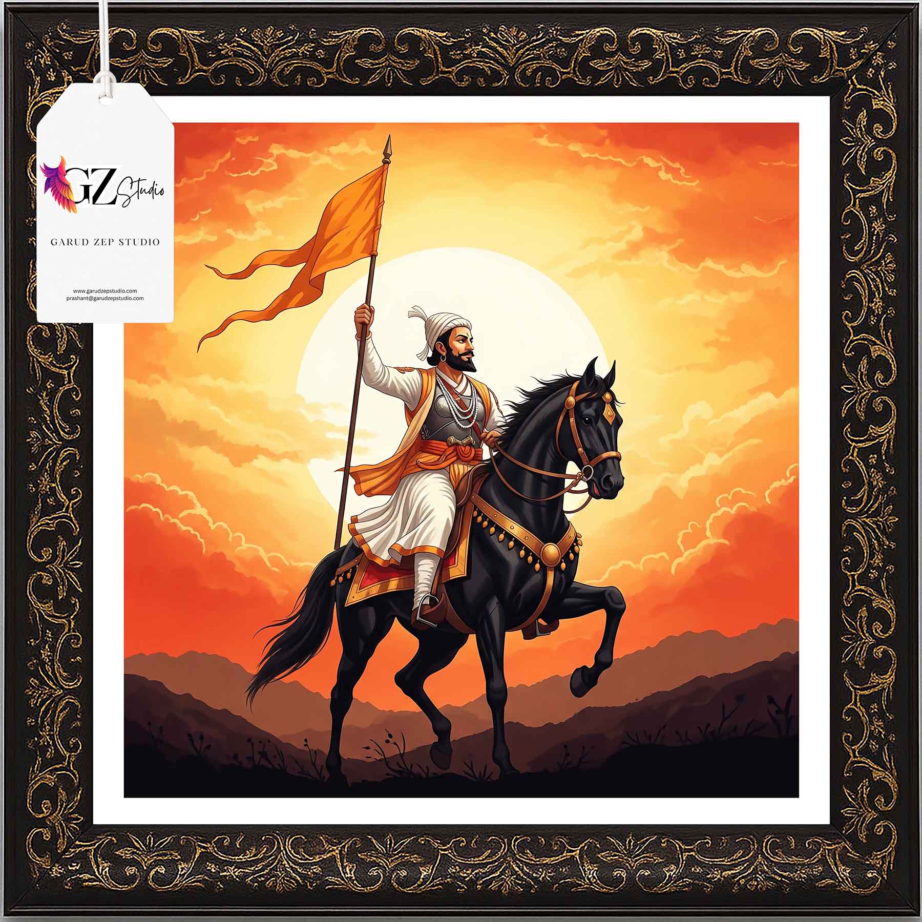 Chhatrapati Shivaji Maharaj Framed Art: Sunset Glory(0028)