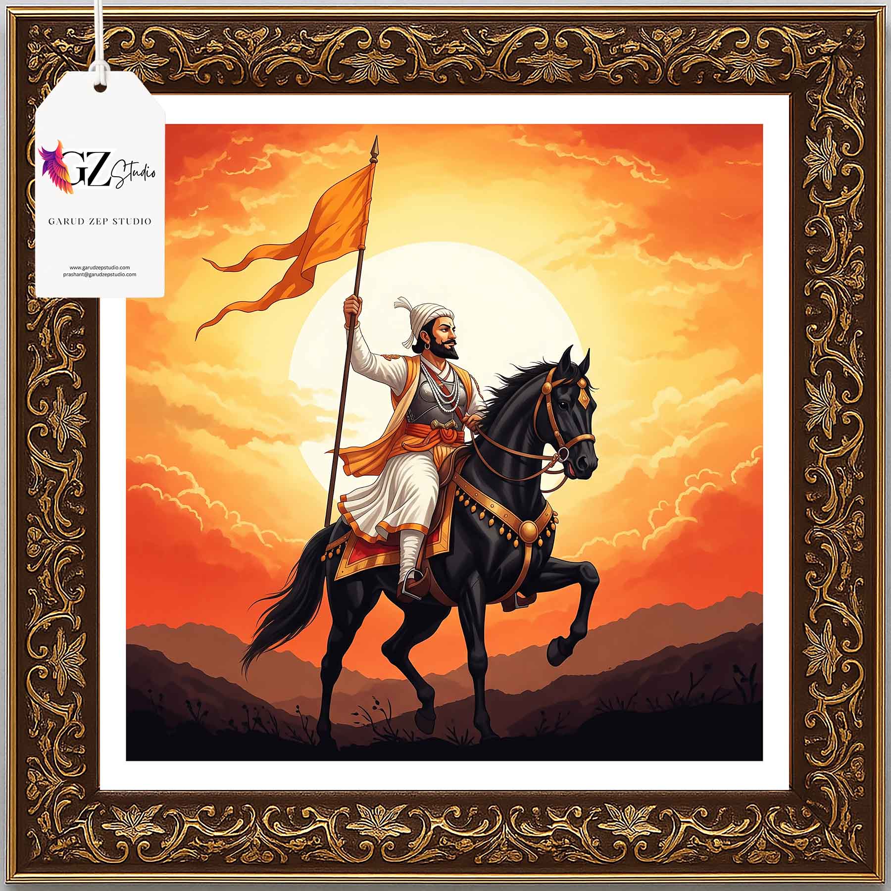 Chhatrapati Shivaji Maharaj Framed Art: Sunset Glory(0028)