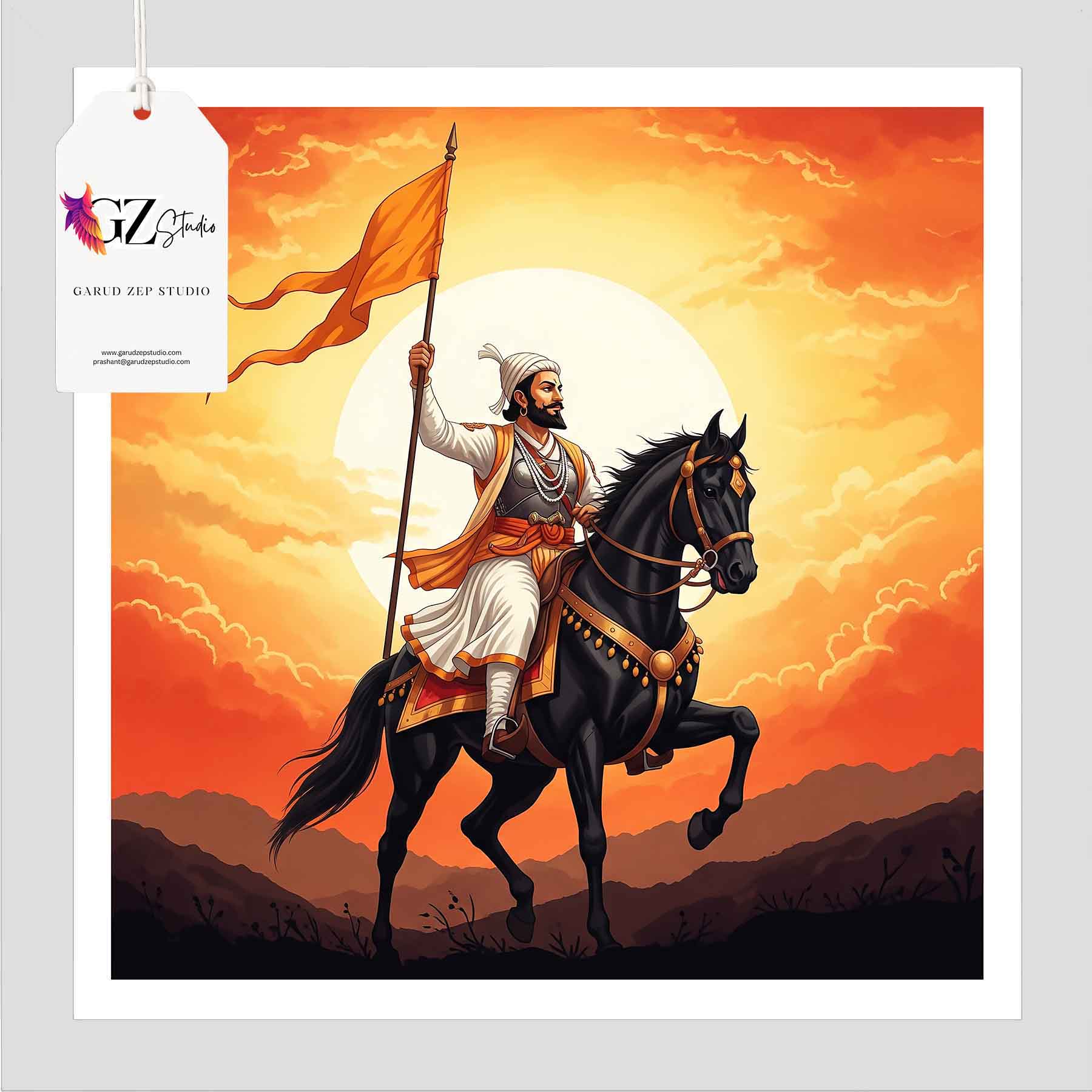 Chhatrapati Shivaji Maharaj Framed Art: Sunset Glory(0028)