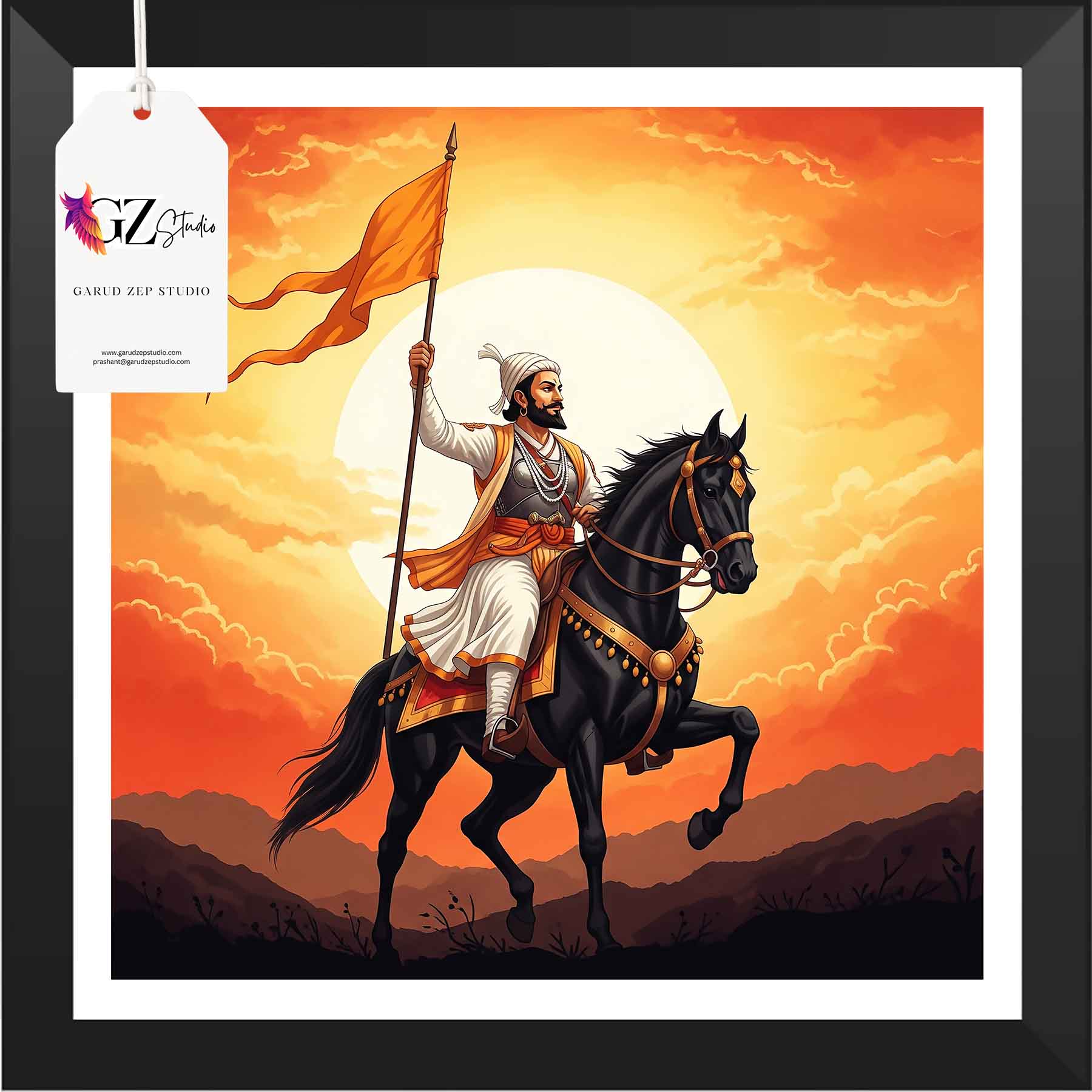 Chhatrapati Shivaji Maharaj Framed Art: Sunset Glory(0028)