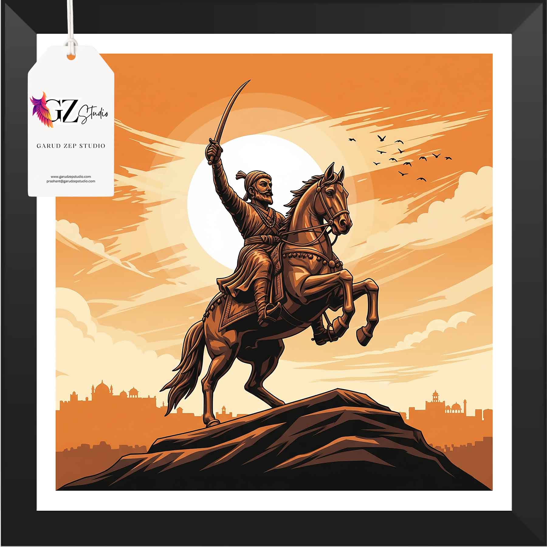 Chhatrapati Shivaji Maharaj Framed Art: Sunset Glory(0029)