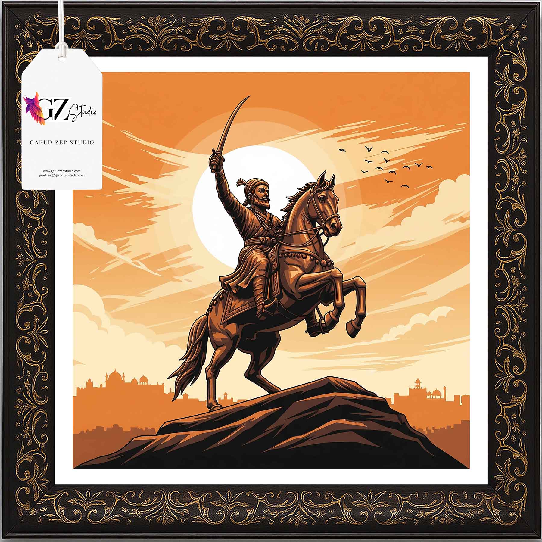 Chhatrapati Shivaji Maharaj Framed Art: Sunset Glory(0029)