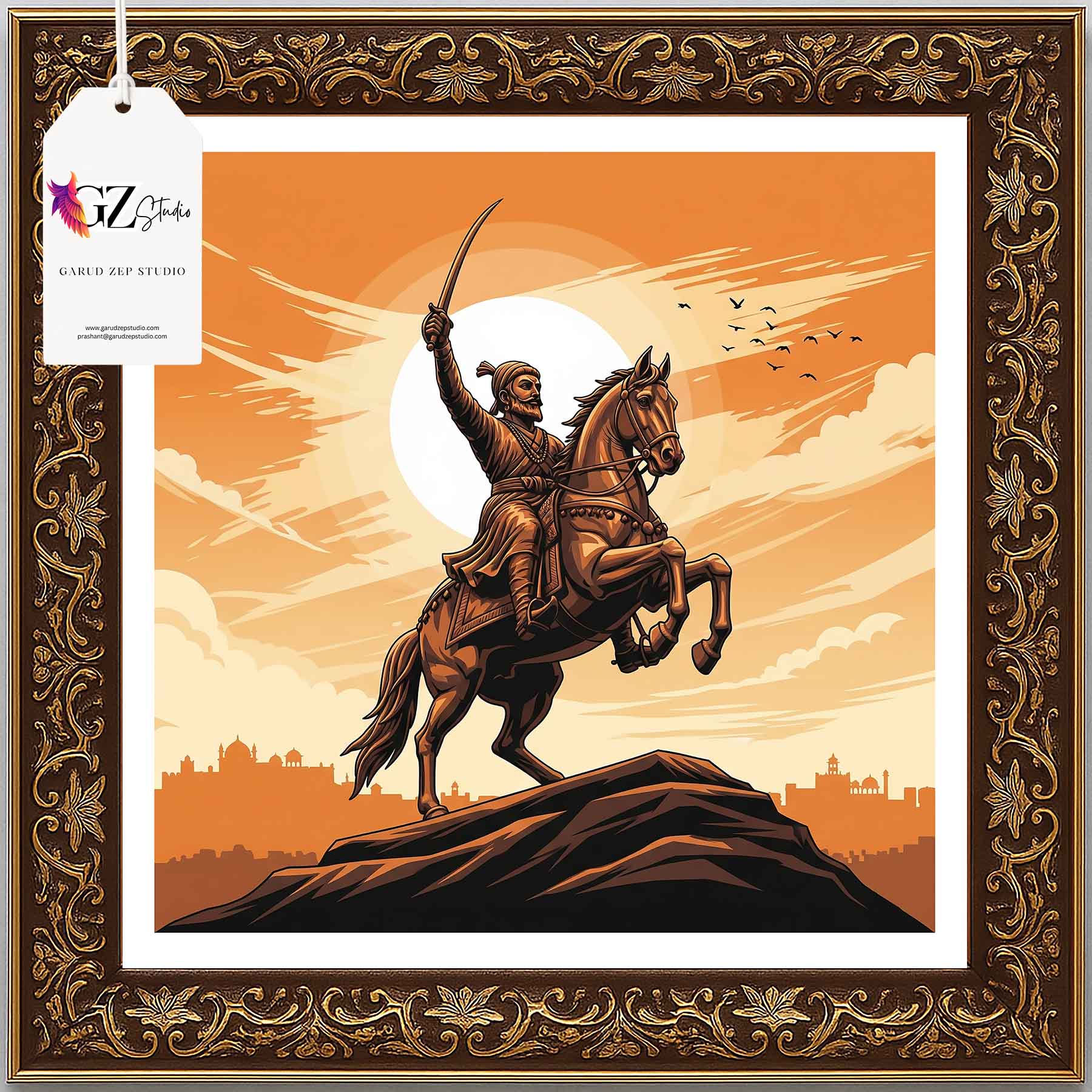 Chhatrapati Shivaji Maharaj Framed Art: Sunset Glory(0029)