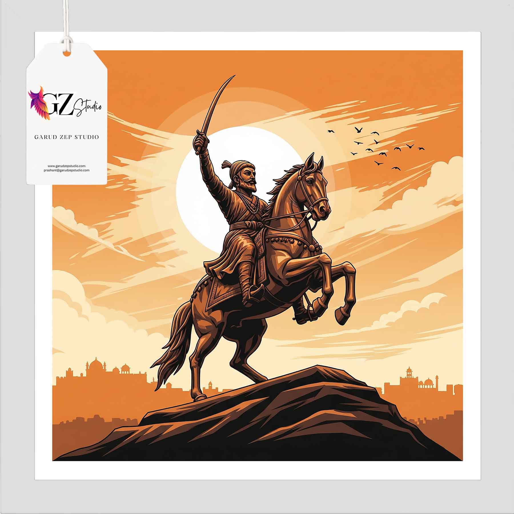 Chhatrapati Shivaji Maharaj Framed Art: Sunset Glory(0029)