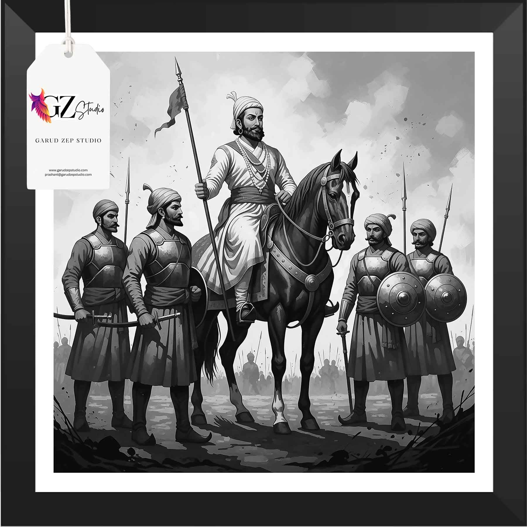 Valiant Chhatrapati Shivaji Maharaj & Maratha Warriors Art - GZ Studio Grandeur Collection(0034)