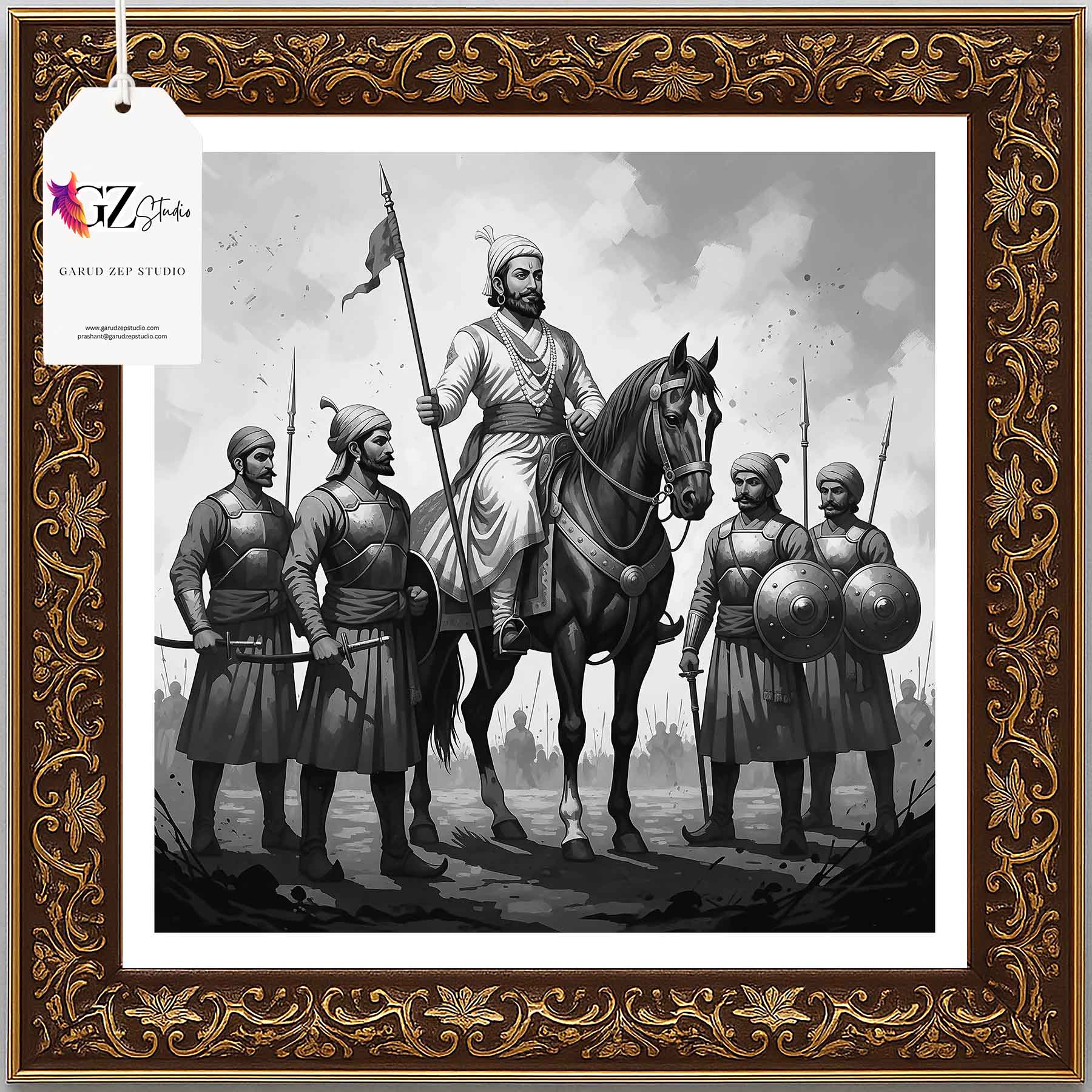 Valiant Chhatrapati Shivaji Maharaj & Maratha Warriors Art - GZ Studio Grandeur Collection(0034)