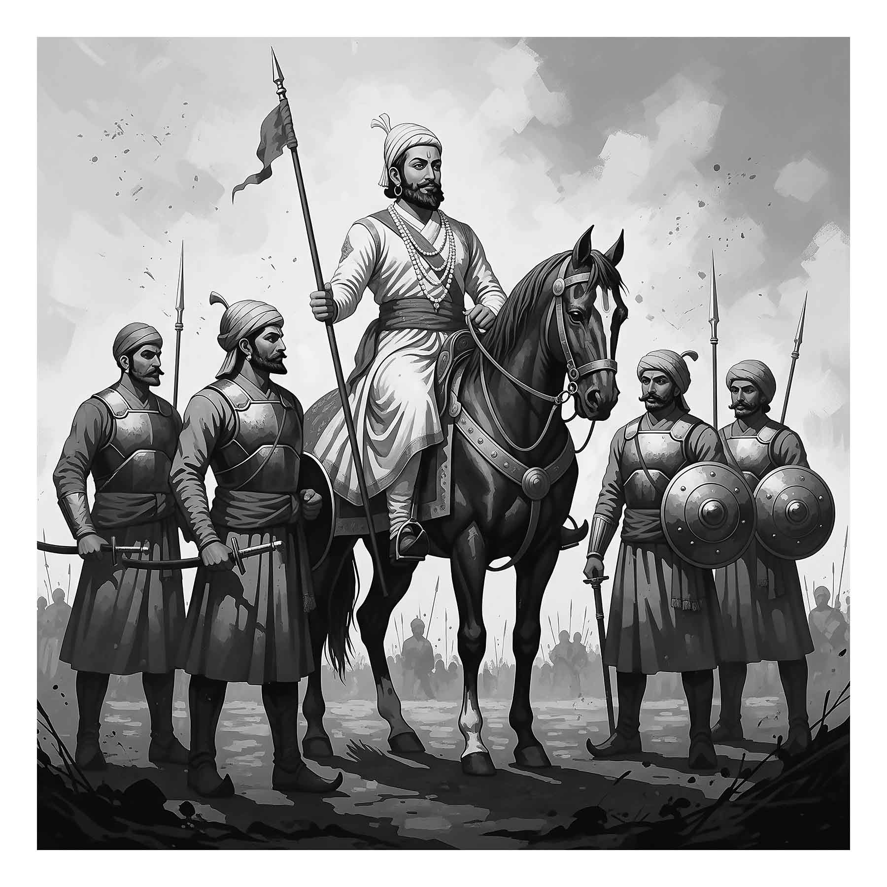 Valiant Chhatrapati Shivaji Maharaj & Maratha Warriors Art - GZ Studio Grandeur Collection(0034) - Photo Print