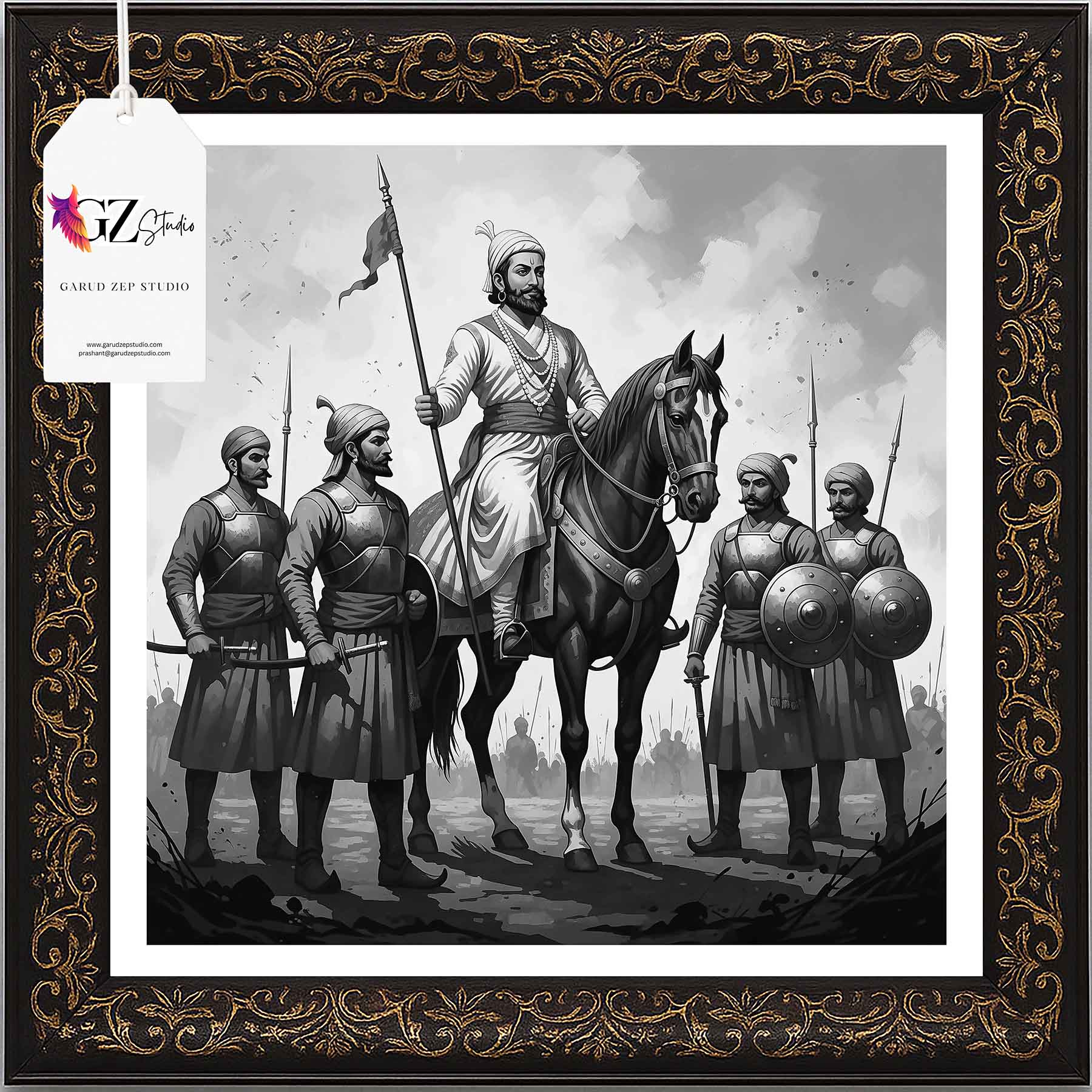 Valiant Chhatrapati Shivaji Maharaj & Maratha Warriors Art - GZ Studio Grandeur Collection(0034)