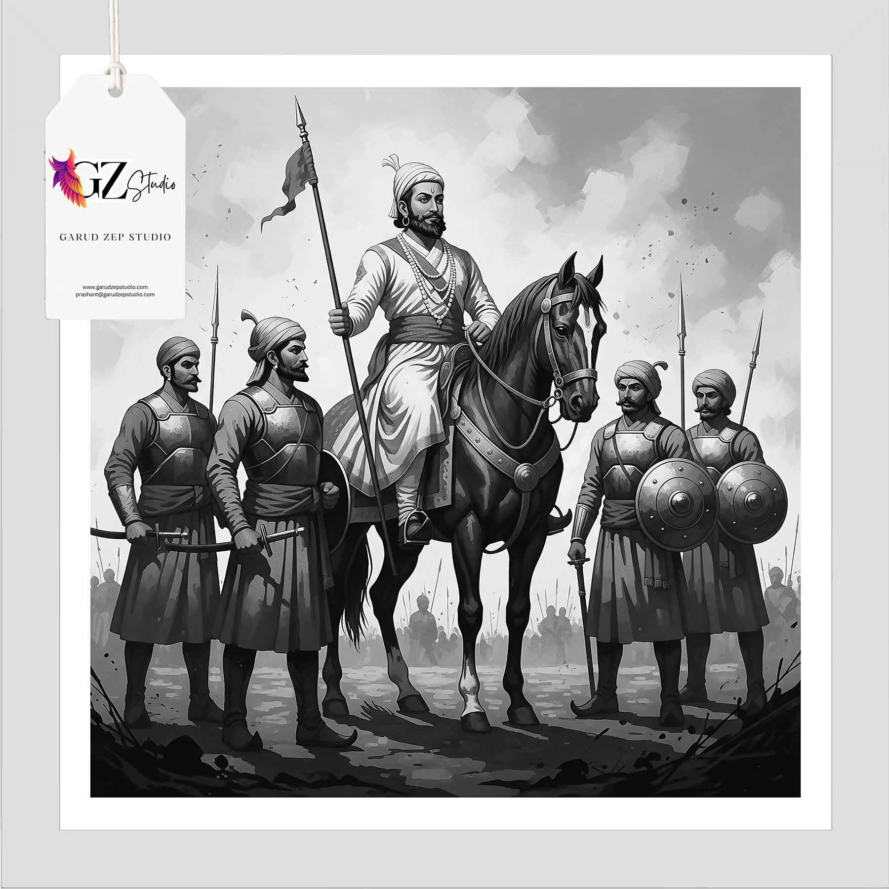 Valiant Chhatrapati Shivaji Maharaj & Maratha Warriors Art - GZ Studio Grandeur Collection(0034)