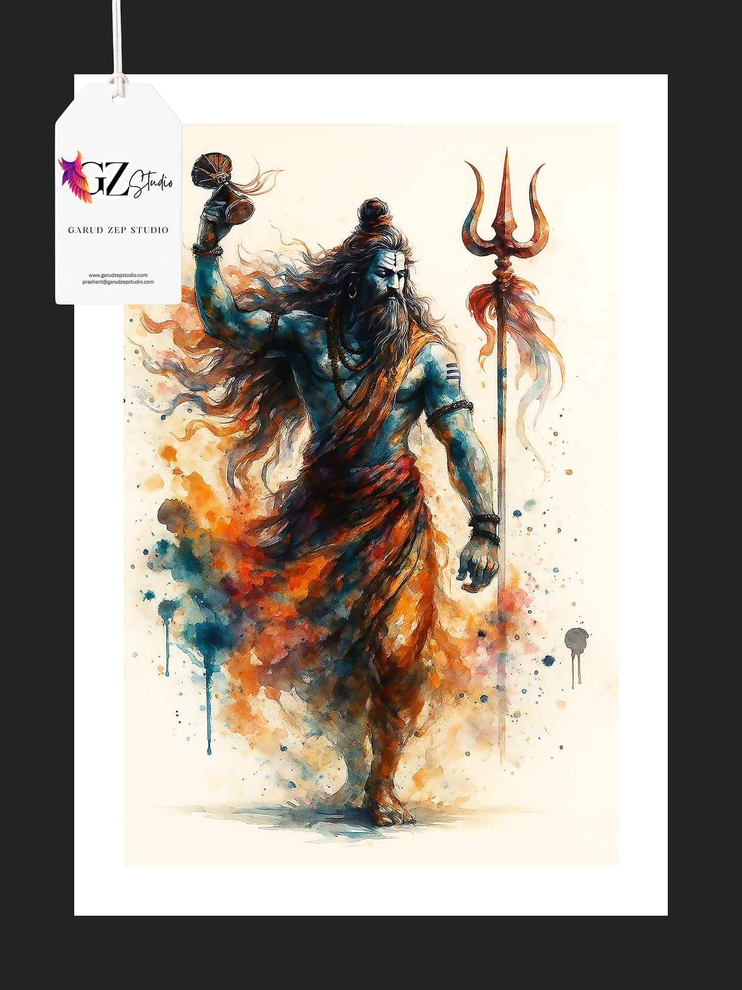 Lord Shiva's Cosmic Power - Framed Abstract Divine Art(0037)