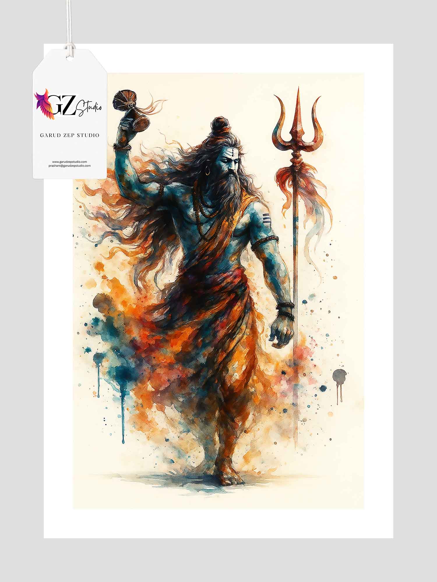 Lord Shiva's Cosmic Power - Framed Abstract Divine Art(0037)