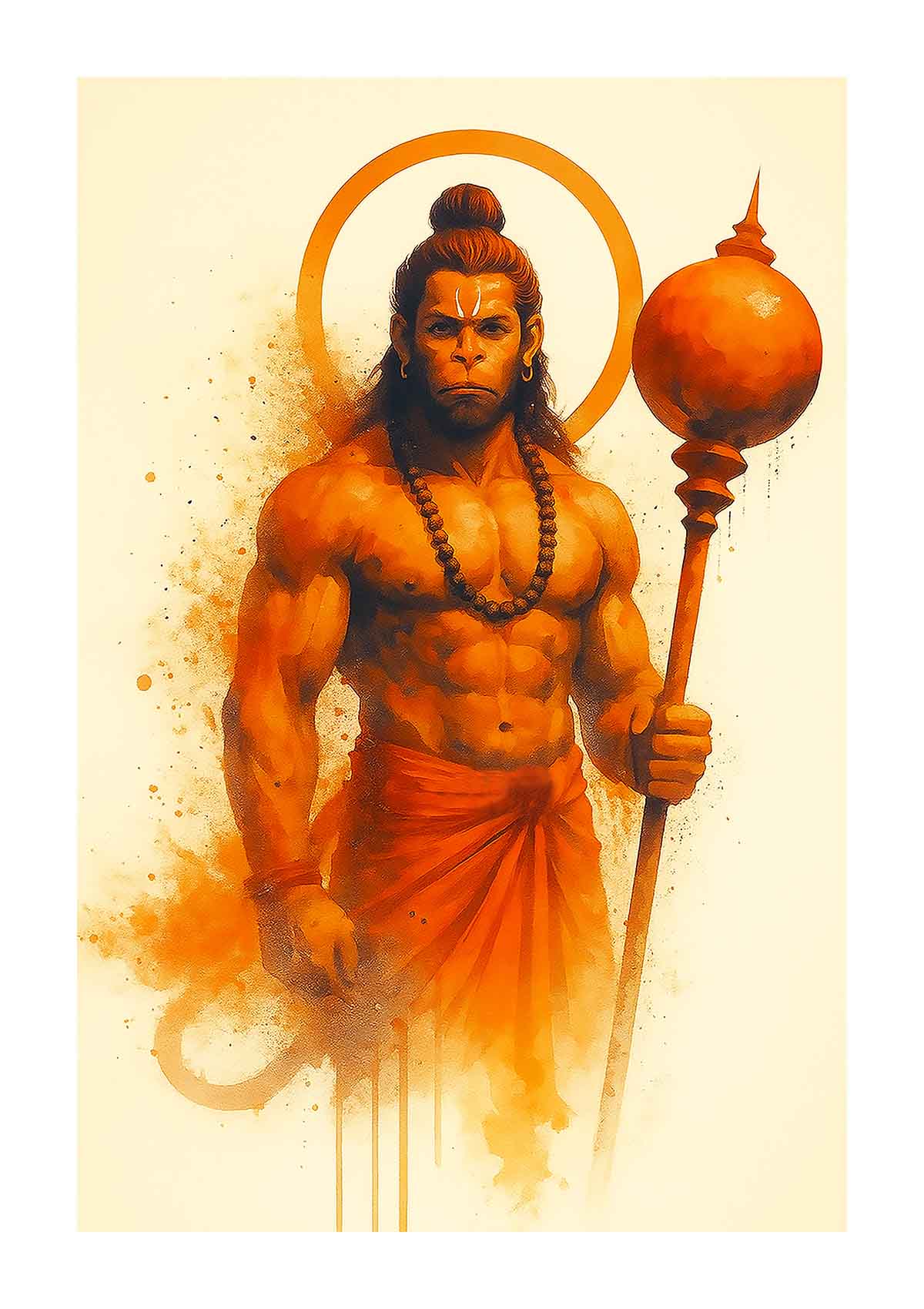 Lord Hanuman Warrior Form - Powerful Art Print(0038) - Photo Print
