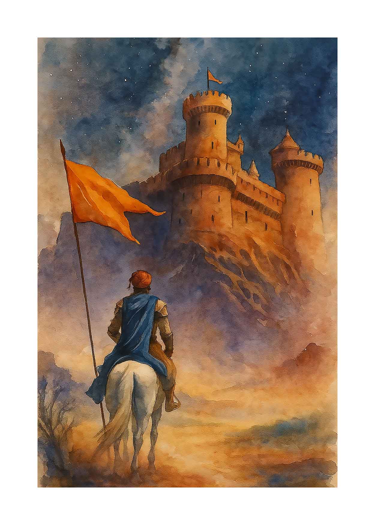 Fort Approach: Maratha Warrior & Flag Art(0040) - Photo Print